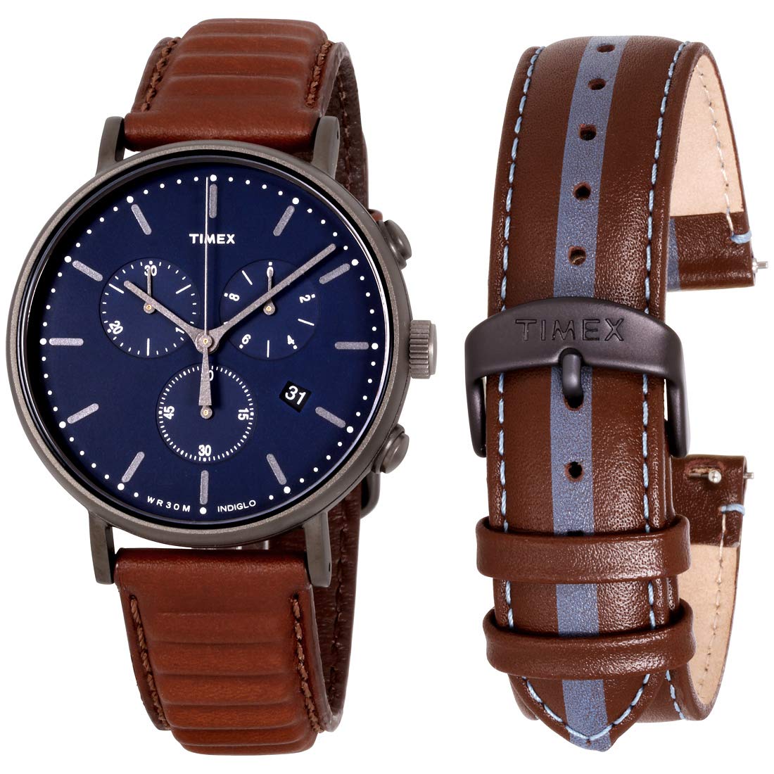Timex Fairfield Quartz Men's Watch with Blue Dial - TWG016800 - Classic Casual & Dress Watch for Business, Office & Everyday Wear