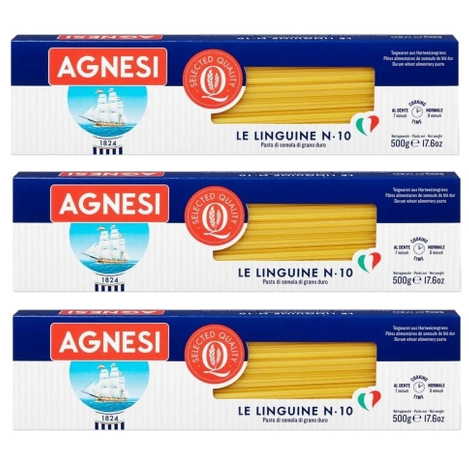 Premium Italian Linguine Pasta No.10 - Pack of 3 Boxes (500g Each) | Authentic Al Dente Pasta for Gourmet Italian Dishes, Dinner Parties & Family Meals