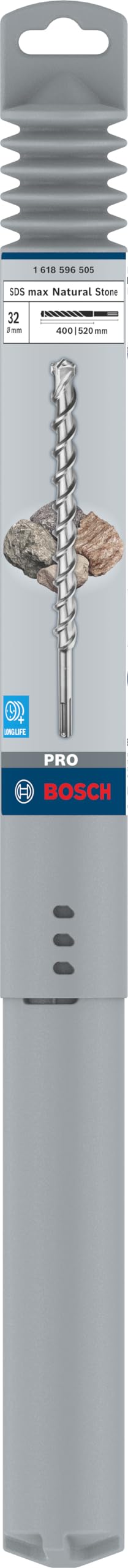 Bosch 1618596505 SDS-MAX-9 Hammer Drill Bit for Natural Stone - 32mm x 20.47In - Professional Masonry & Concrete Drilling Tool for Construction & Renovation Projects