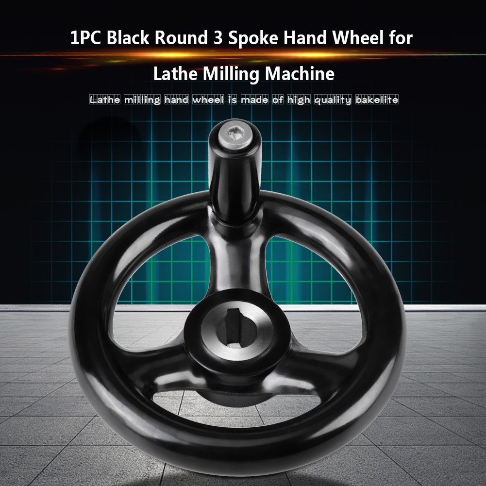 3 Spoke Hand Wheel 12x100mm Black Round Lathe & Milling Machine Replacement Part - Perfect for Precision Machining, Metalworking & DIY Projects