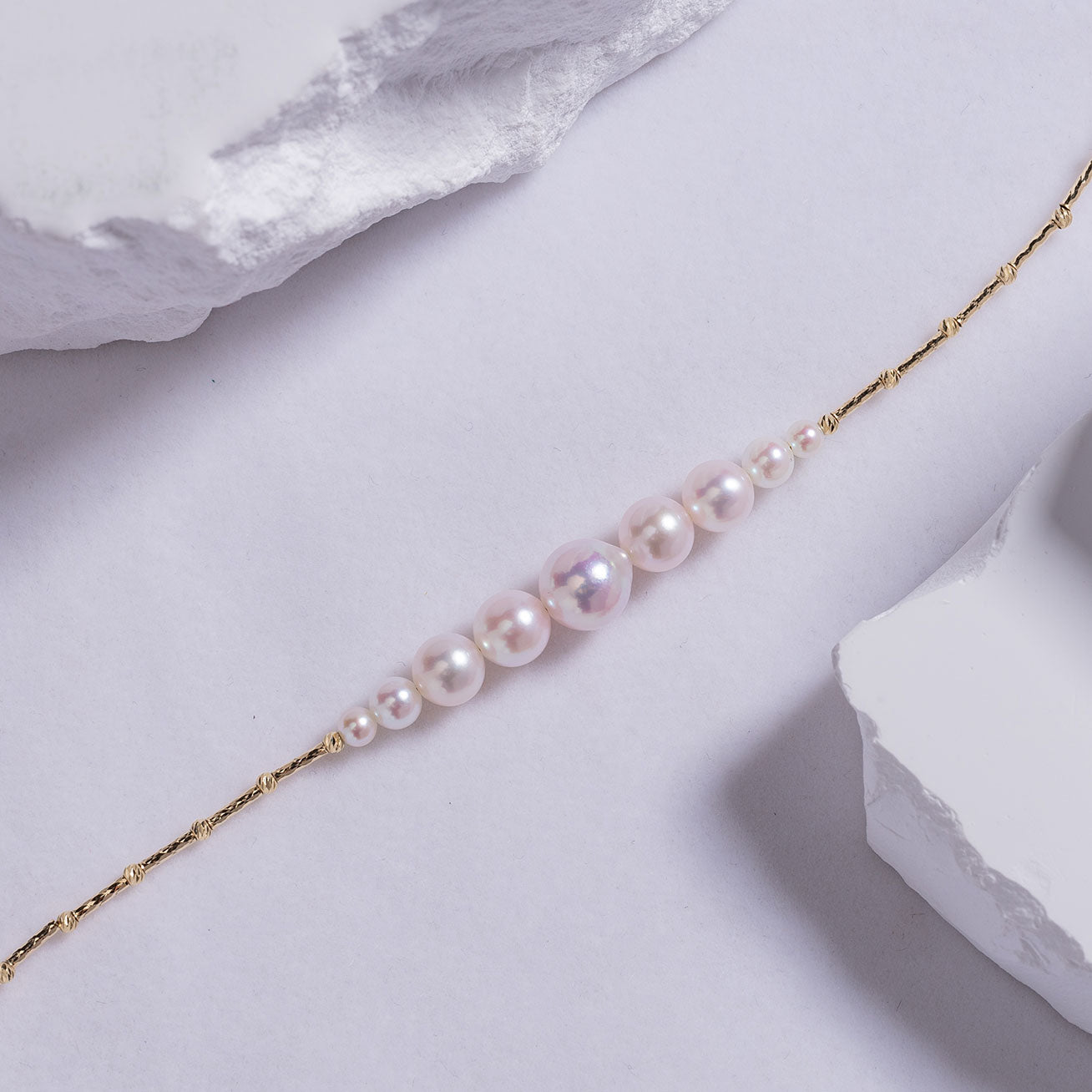 18K Solid Gold Akoya Pearl Bracelet for Women - Elegant Pearl Jewelry Gift for Anniversary, Birthday & Special Occasions | KB00017