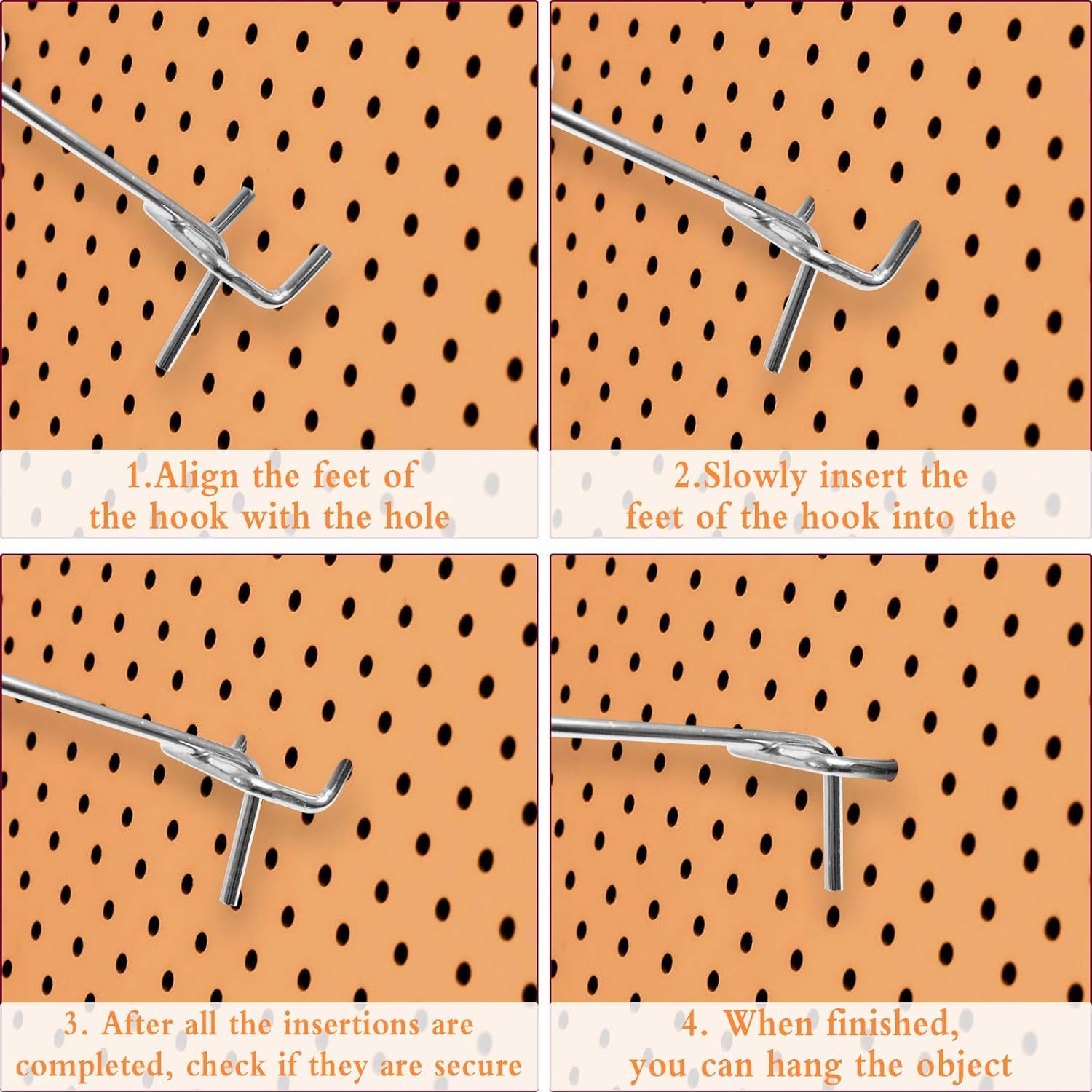 10 Pack 4 Inch Iron Pegboard Hooks - Heavy Duty Garage Storage Hooks for 1/8