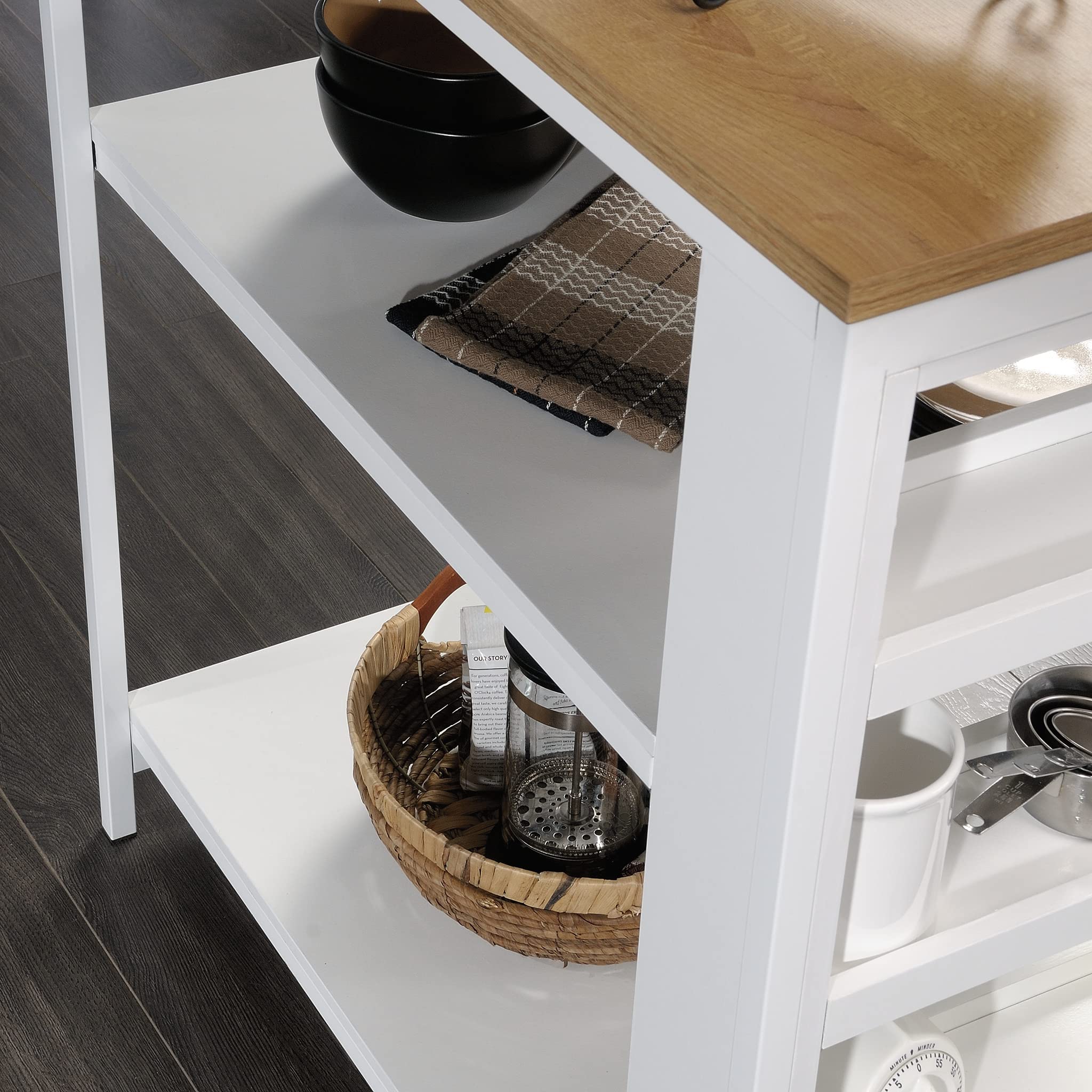 Sauder White Kitchen Island with Storage, 31.5