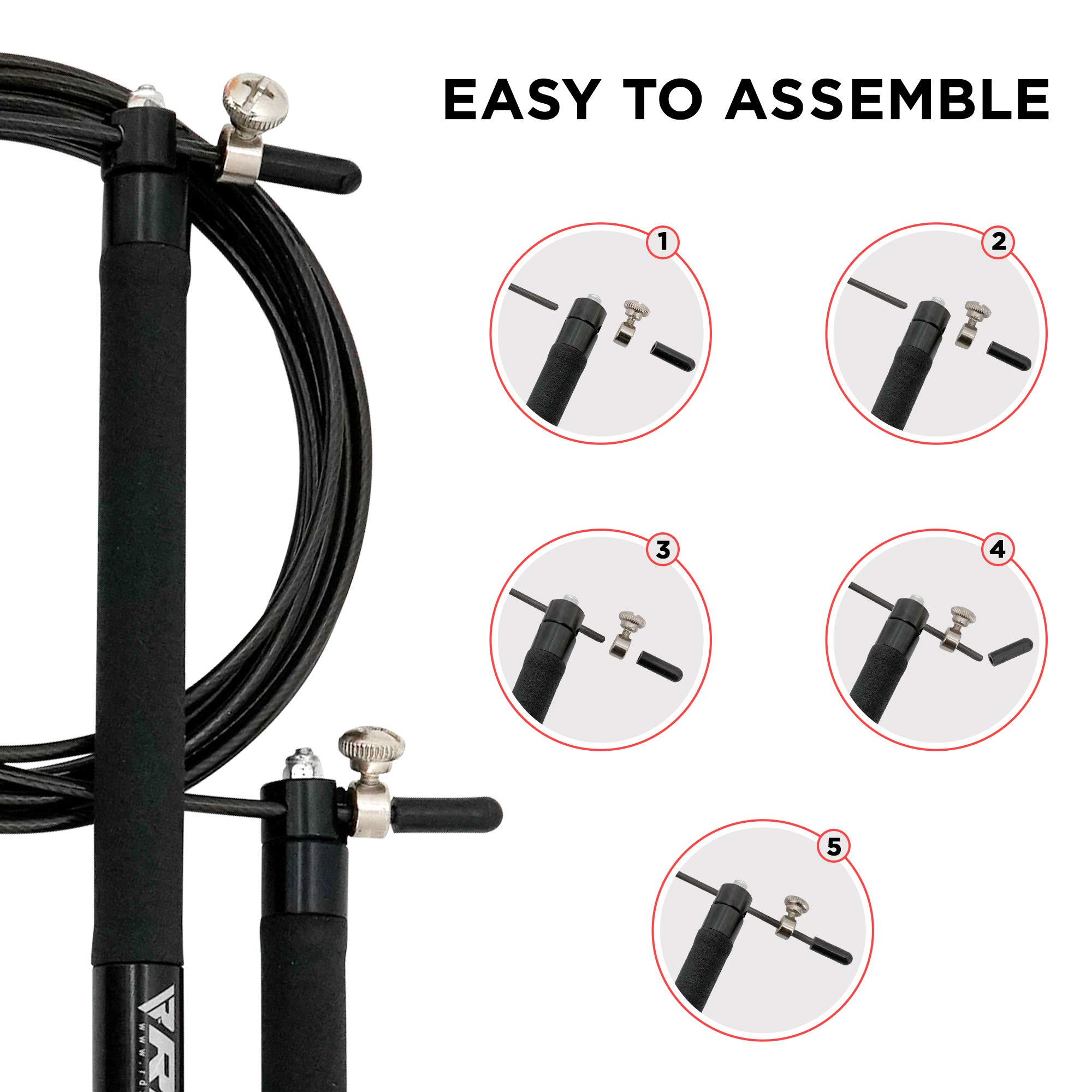 RDX Adjustable Skipping Rope - 10.3FT Tangle-Free PVC Coated Steel Jump Rope with Non-Slip PP Handles & 360° Dual Ball Bearings for Fat Burning, Weight Loss, HIIT, MMA, Yoga - Perfect for Home Gym, Fitness & Workout Routines