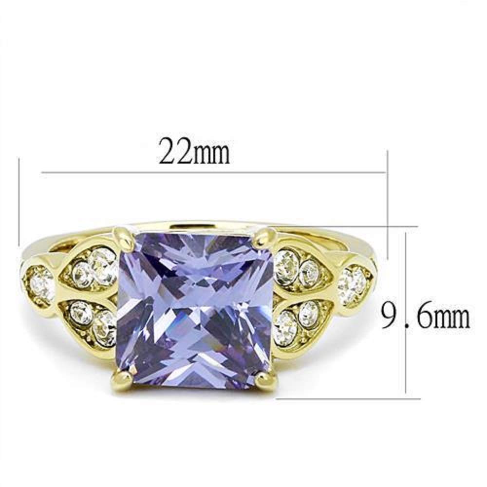 WildKlass Gold IP Stainless Steel Ring with AAA CZ Amethyst for Women - Perfect for Parties & Gifts