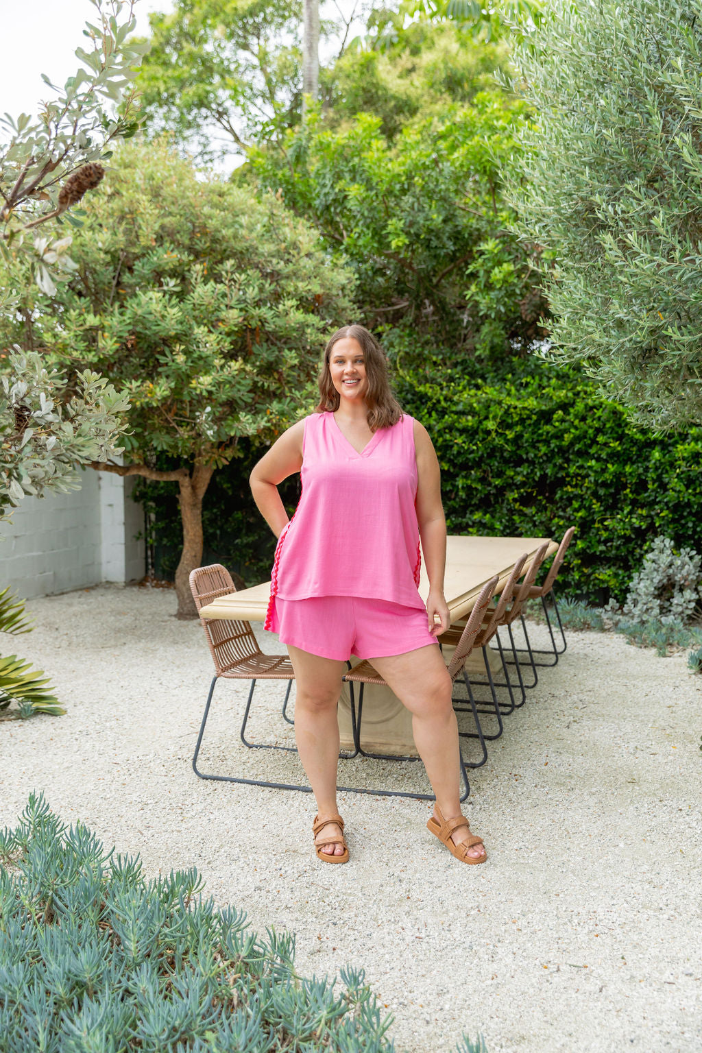 Melody Linen Blend Top in Sachet Pink | Women's Casual Summer Blouse | Perfect for Beach Outings & Date Nights