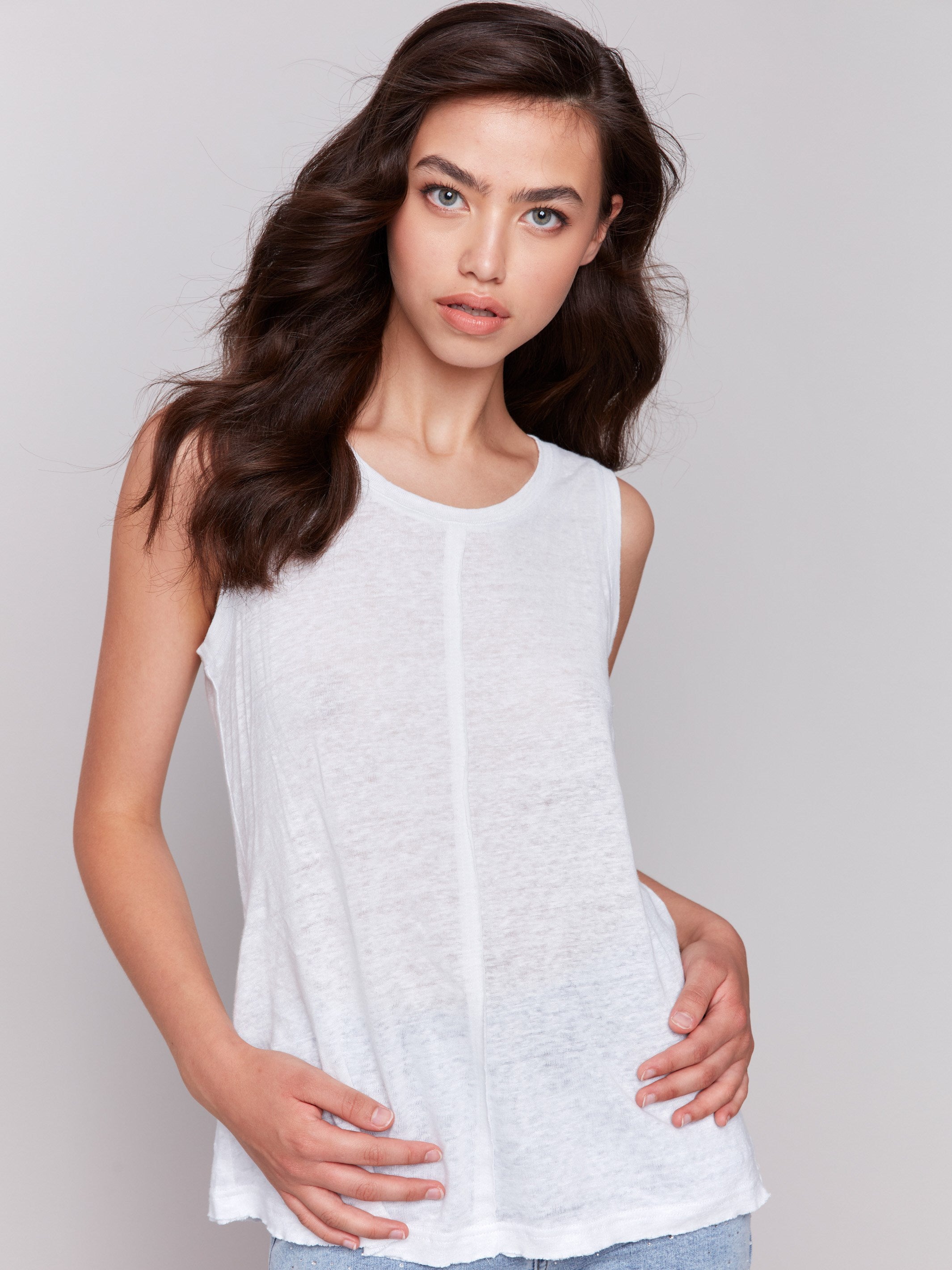 Breathable Linen Blend Sleeveless Top for Women - Soft Summer White Blouse - Perfect for Beach, Vacation & Casual Outings