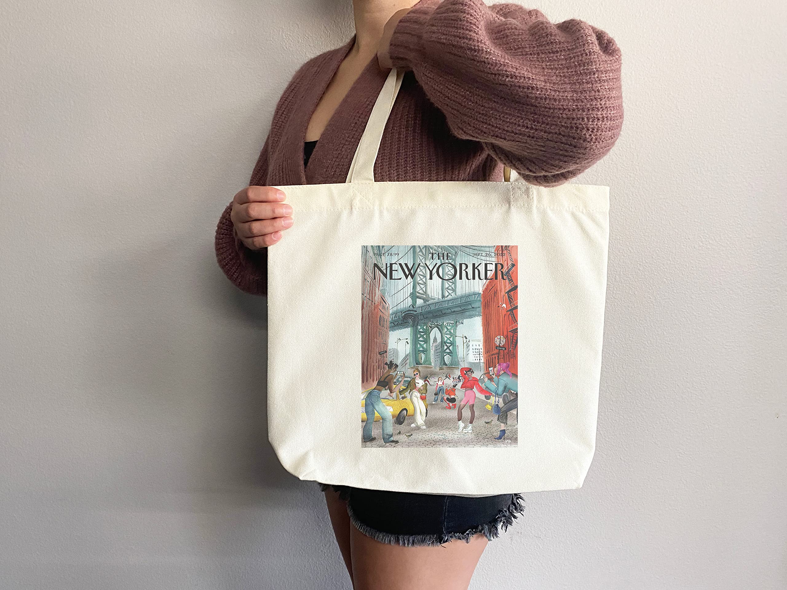 Stylish New Yorker Magazine Tote Bag - Artistic NYC Themed Canvas Shopper - Perfect for Work, Travel & Everyday Use (Tote Bag Only)