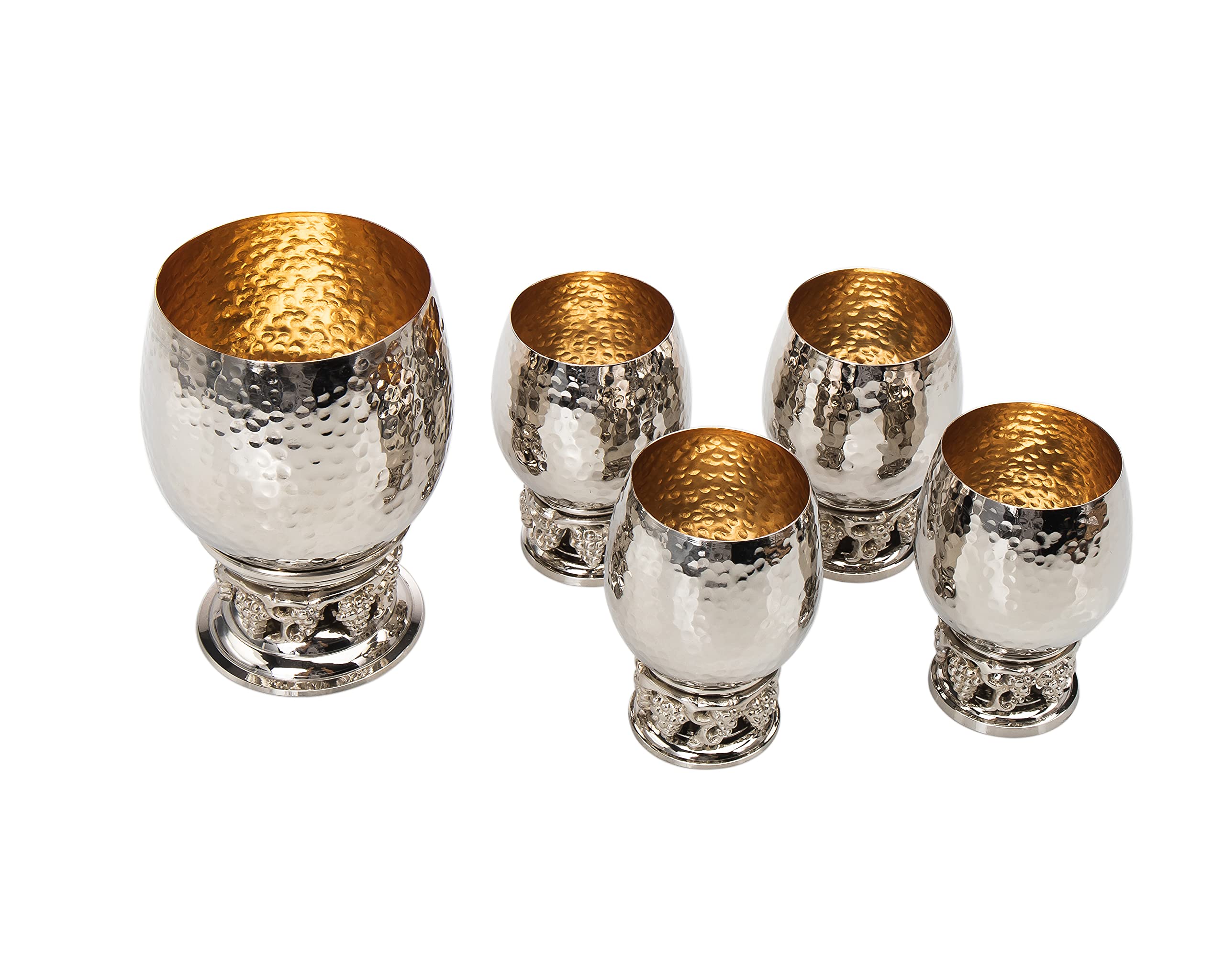 Godinger 4-Piece Hammered Grape Design Liquor Shot Glasses Set - Perfect for Whiskey, Tequila, and Cocktail Parties, Home Bar Decor