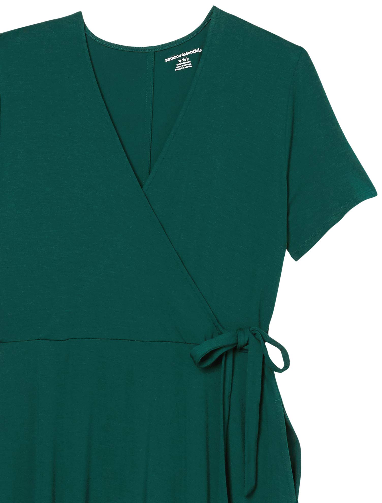 Amazon Essentials Women's Short Sleeve Faux-Wrap Dress - Flattering Casual & Office Wear for Women | Comfortable Stretch Fabric, Wrap V-Neck Design | Perfect for Work, Date Night & Summer Outings