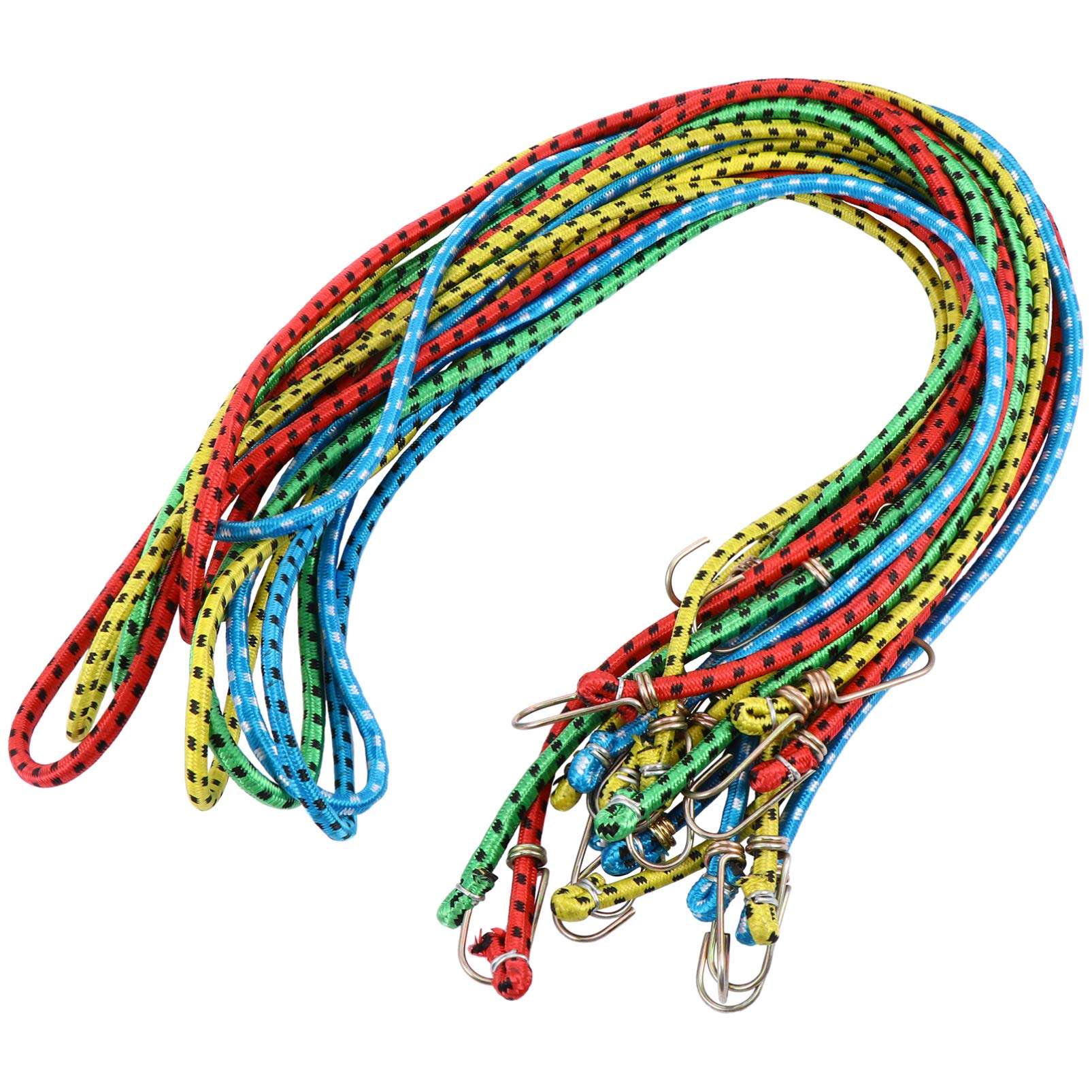 DOITOOL Heavy Duty Elastic Bungee Cords with Hooks - 12-Pack Adjustable Straps for Luggage, Motorcycle, Bike & Car - Latex Rope for Secure Transport & Outdoor Activities - Perfect for Camping, Travel & Sports Gear