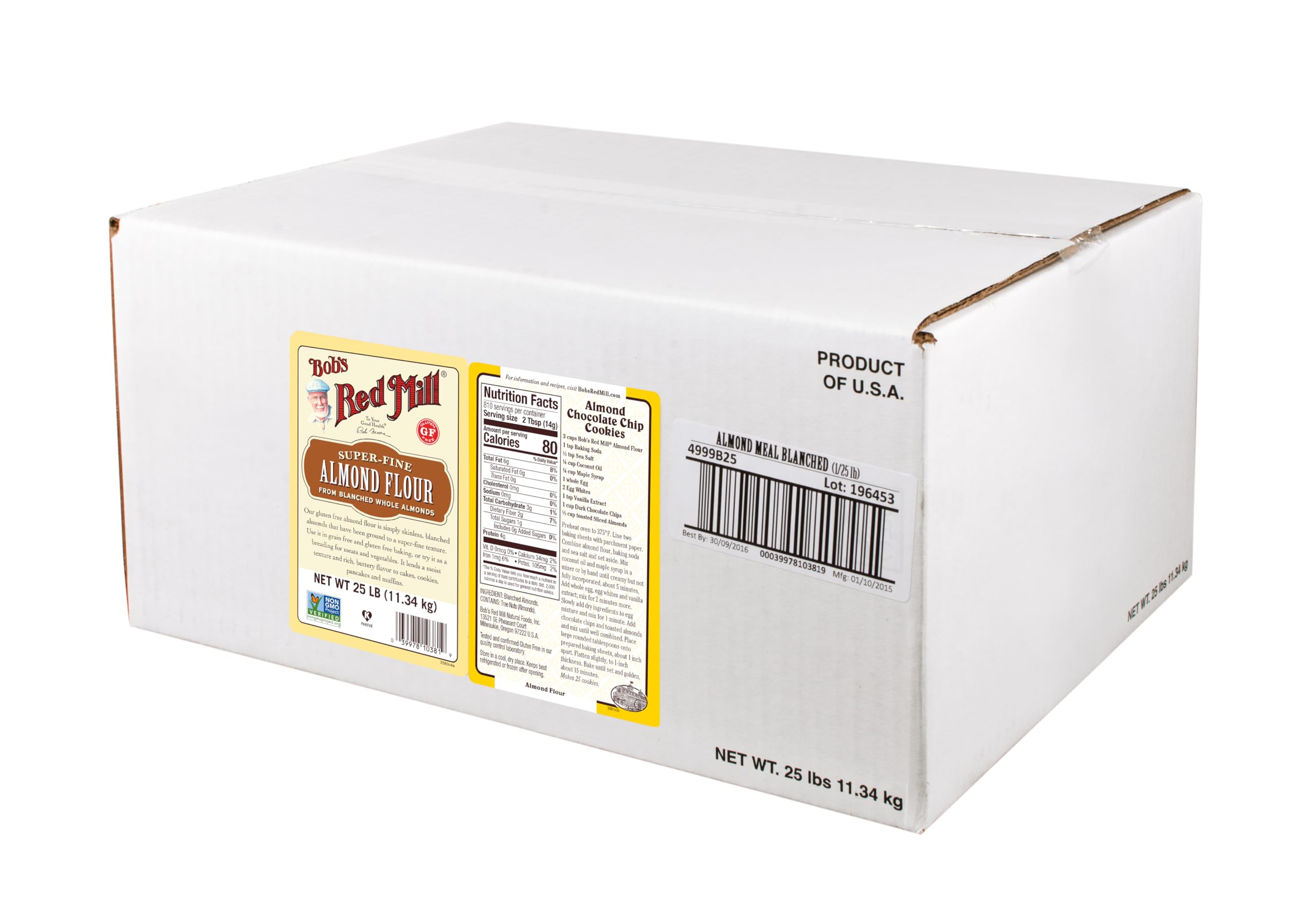 Bob's Red Mill Blanched Almond Flour, Finely Sifted - 25 Pound (Pack of 1) - Non-GMO, Gluten Free, Paleo, Vegan, Keto Friendly - Perfect for Baking, Cooking, and Healthy Recipes
