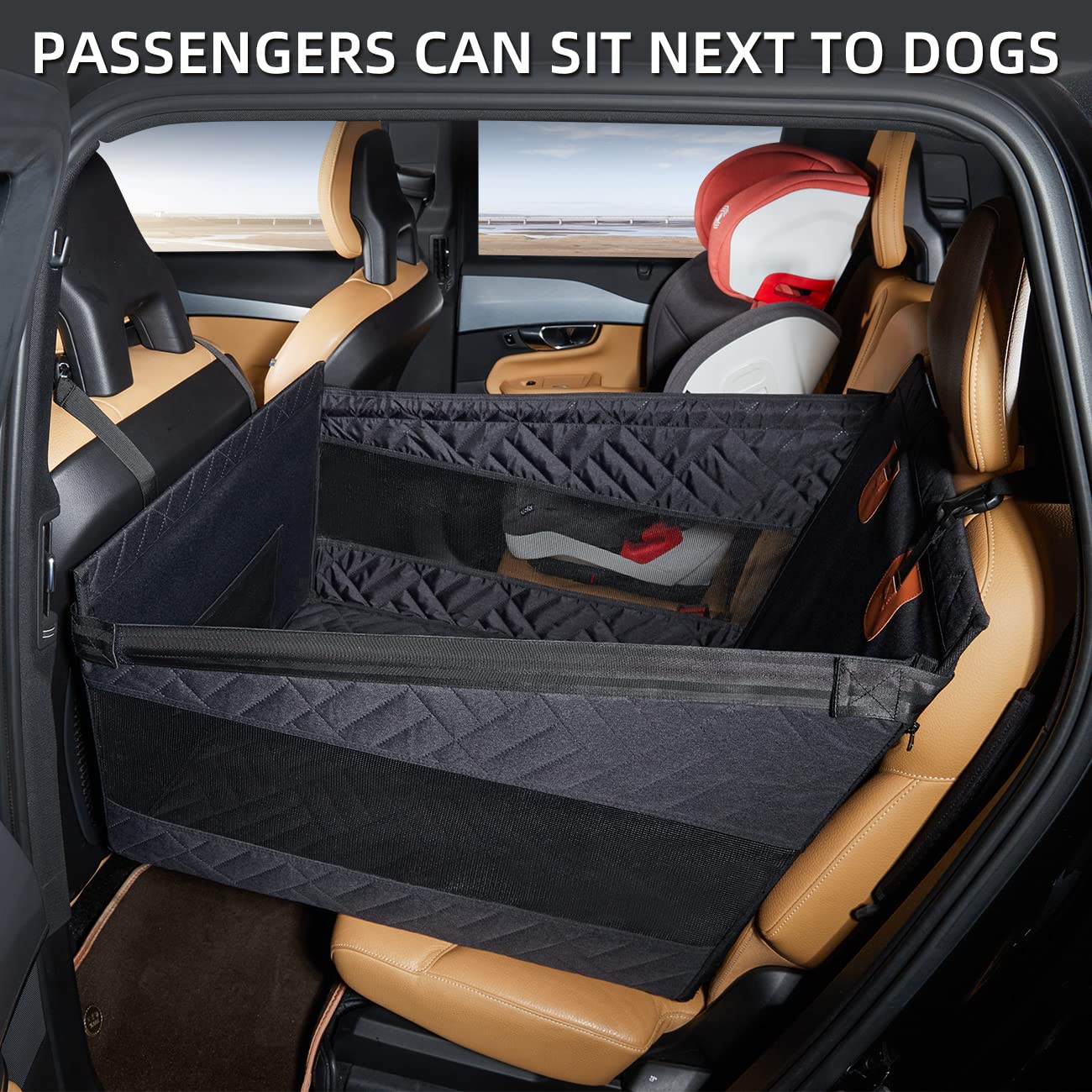 Medium Dog Car Seat - Waterproof Back Seat Extender & Pet Bed for Cars - Durable Dog Hammock for Backseat Protection (Black, Small) - Perfect for Road Trips & Safe Travel with Your Pet