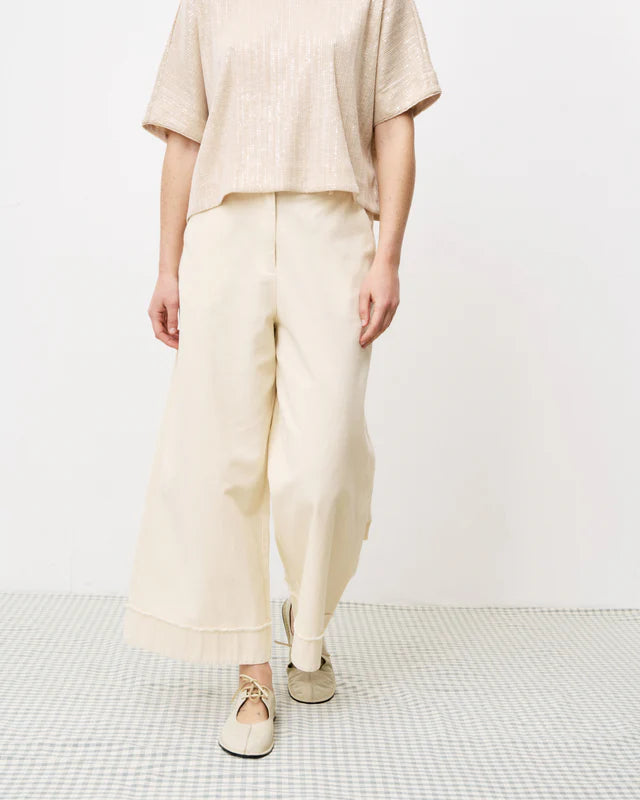 Araceli Women's Wide Leg Pants - Soft High Waisted Linen Trousers for Summer (Cream) | Casual Office Wear & Beach Vacation Outfits