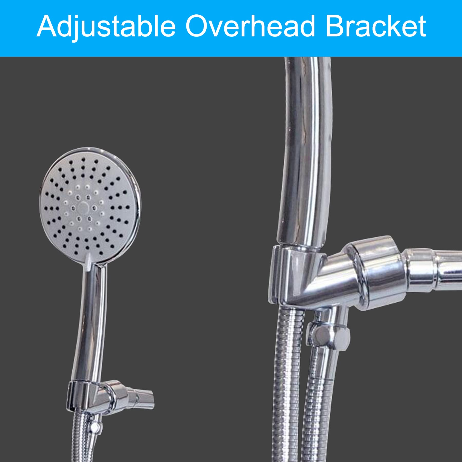Premium All-Metal Adjustable Shower Head Holder - Universal Handheld Showerhead Mount with Brass Pivot Ball & Wall Hook Bracket | Polished Chrome Finish for Bathroom, Spa & RV Use