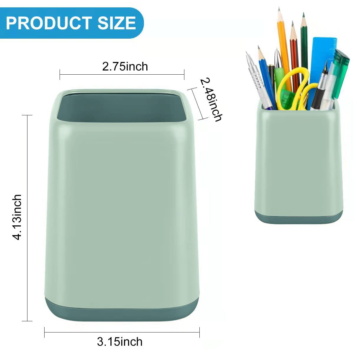 Stylish Light Green Pen & Pencil Holder - Multipurpose Desk Organizer for Kids, Office & Home - Perfect for School Supplies, Makeup Brushes & Stationery Storage - Great Gift for Students, Teachers & Professionals (Home, Office & Classroom Use)