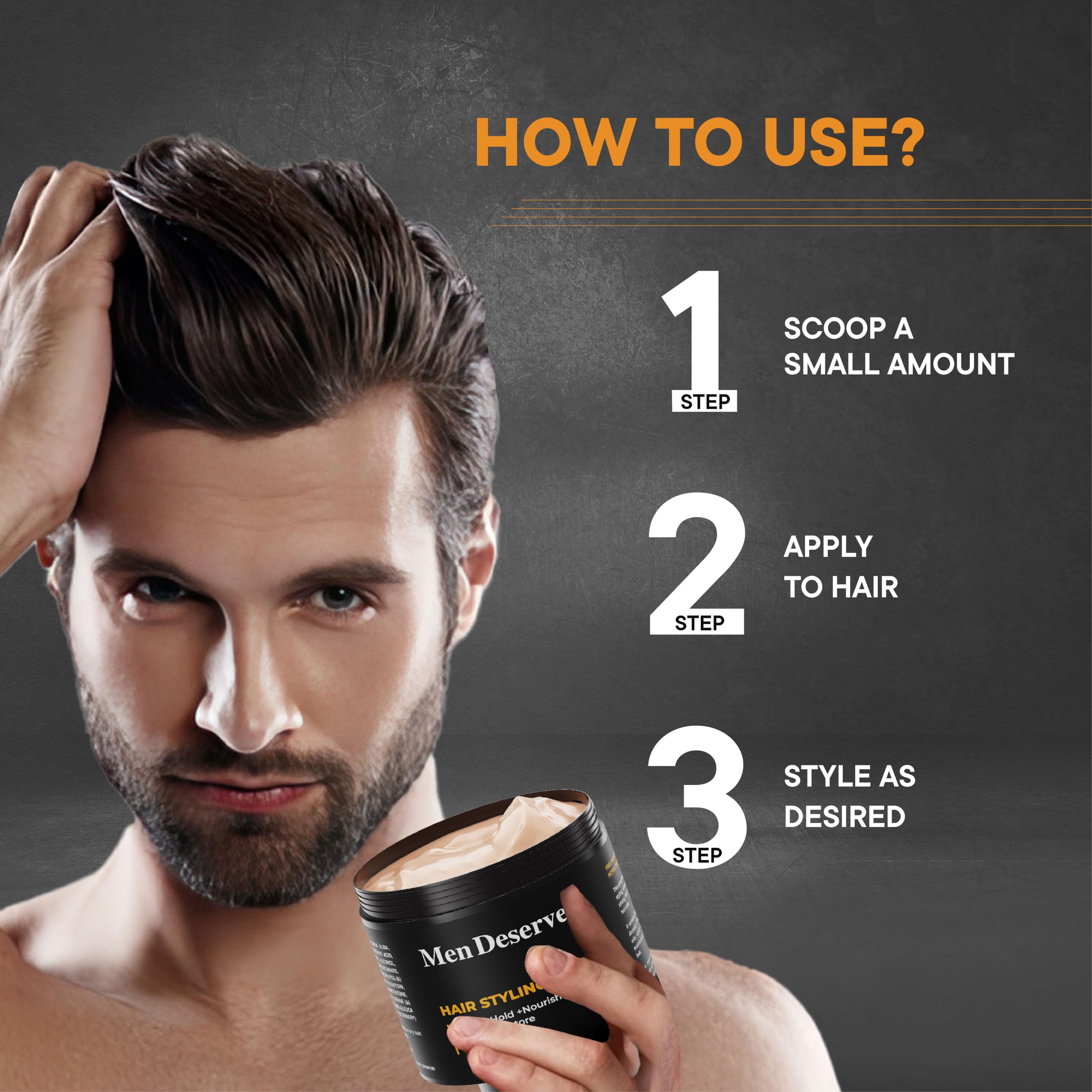 Premium Men's Hair Styling Cream - 100g | Strong Hold & Nourishing Formula | Paraben & Sulfate Free | Non-Greasy Coconut Oil & Keratin Hair Cream for Dry, Frizzy Hair | Perfect for Daily Styling, Work & Special Occasions
