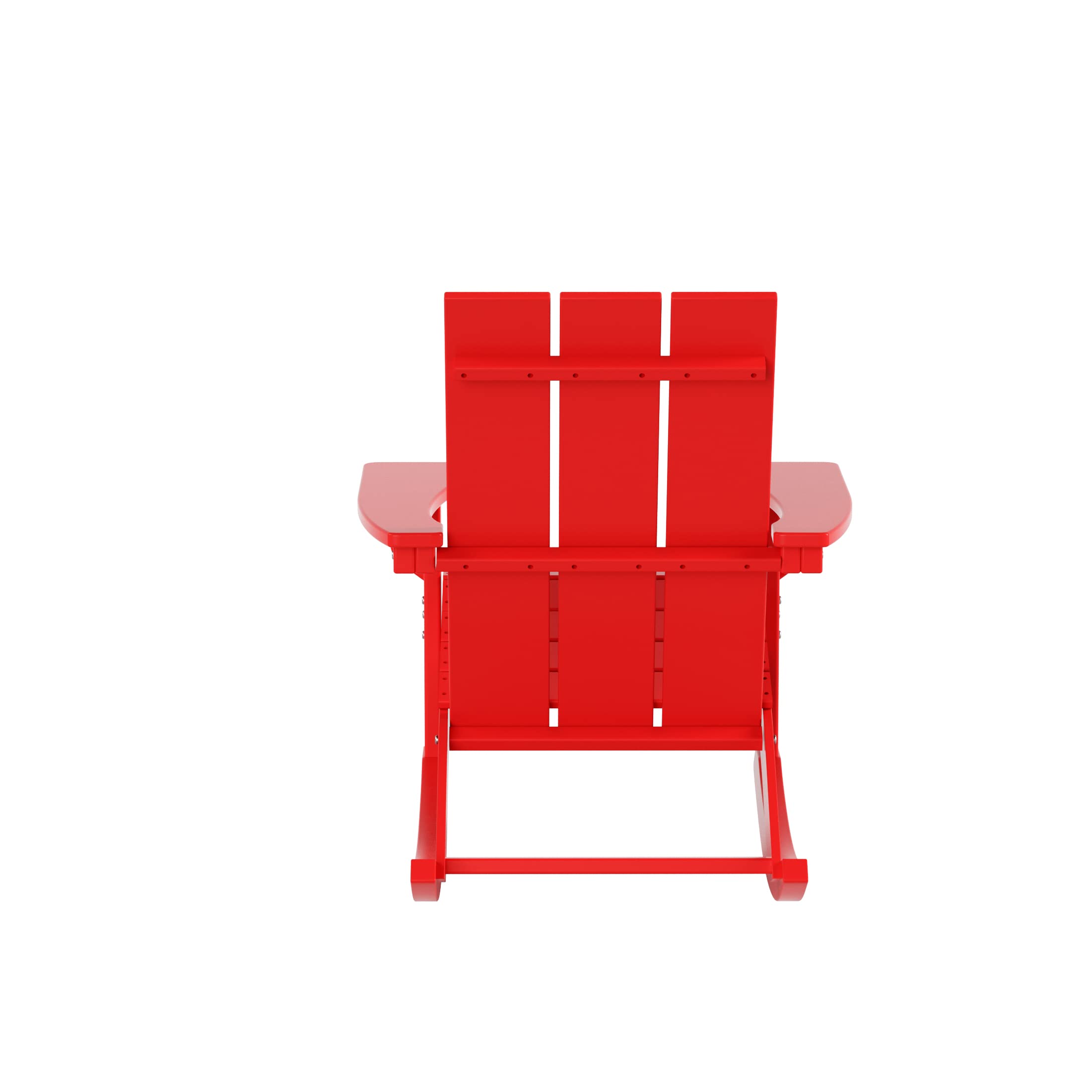 WO Home Furniture Adirondack Rocking Chair Set of 2 - All-Weather UV-Resistant Outdoor Patio Chairs for Garden, Deck, Porch & Backyard (Red)