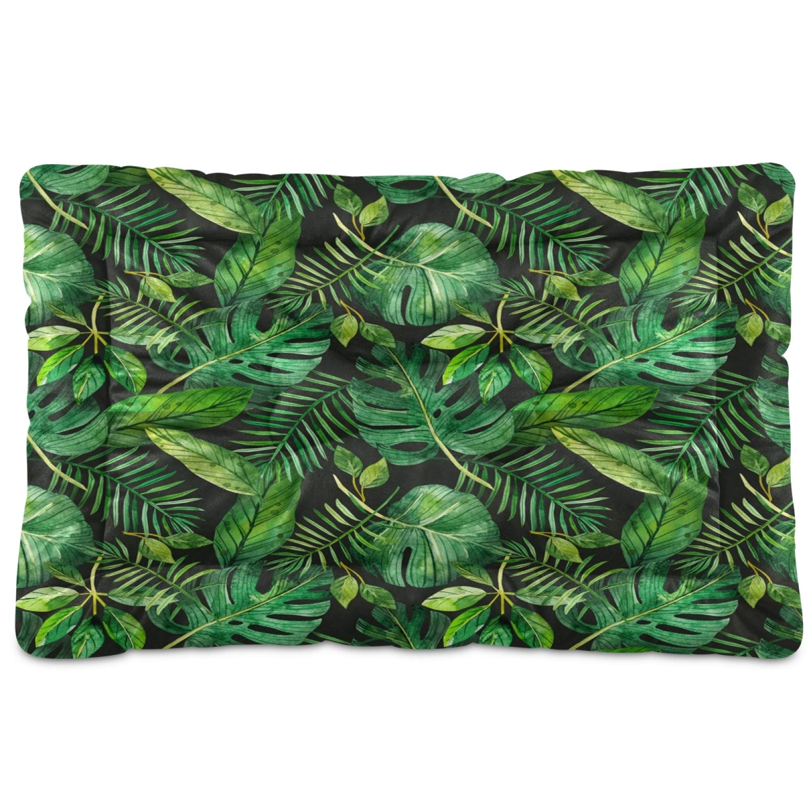 Tropical Leaves Pet Bed for Dogs & Cats - Ultra Soft Rectangle Comfort Bed, Calming Dog Bed for Small & Medium Breeds (24x18 Inches) - Perfect for Living Room, Bedroom & Pet-Friendly Spaces