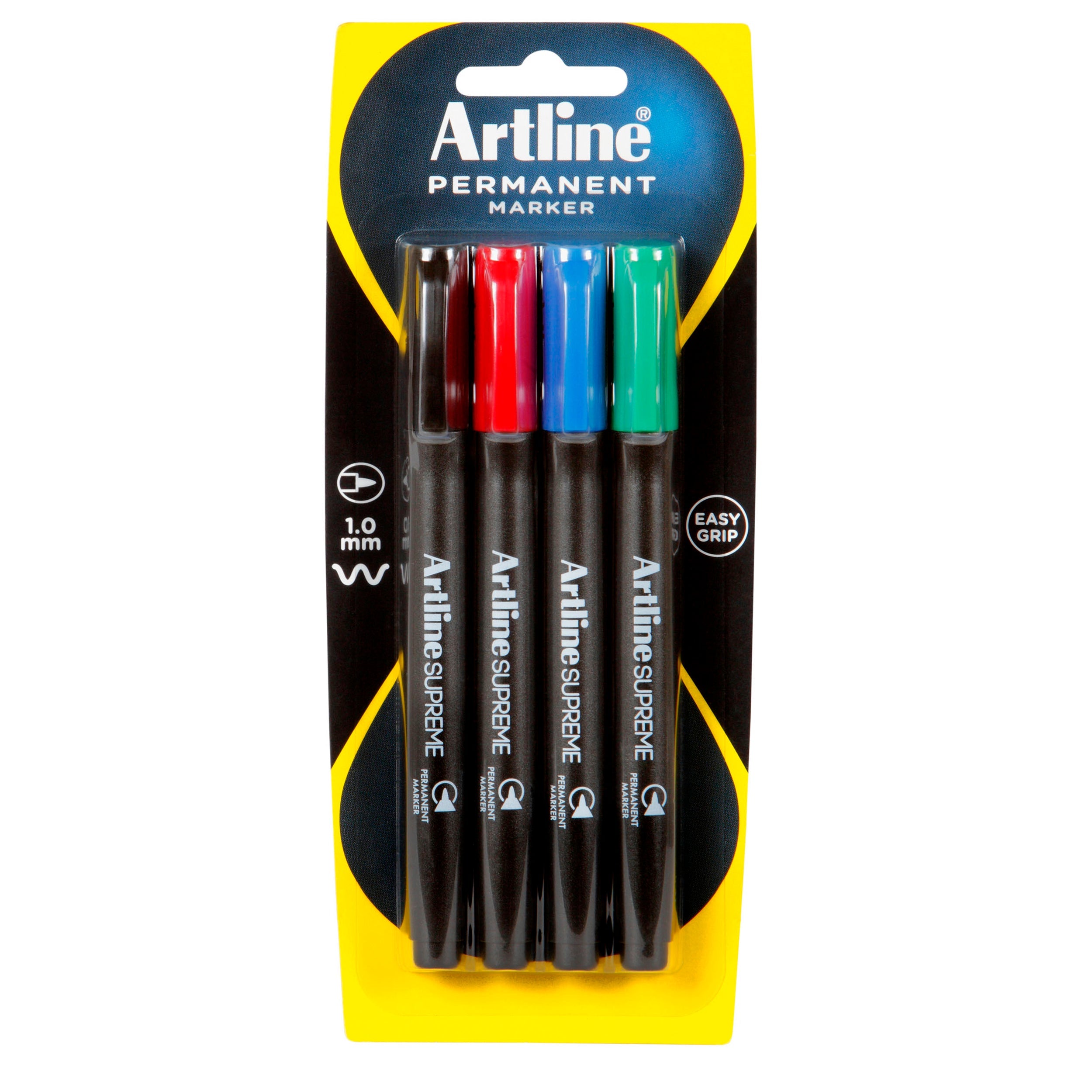 Artline Supreme Permanent Marker Bullet Tip - 4 Pack Set of Bold Black Ink Markers for Office, School & Home Use - Ideal for Labeling, Crafting & DIY Projects
