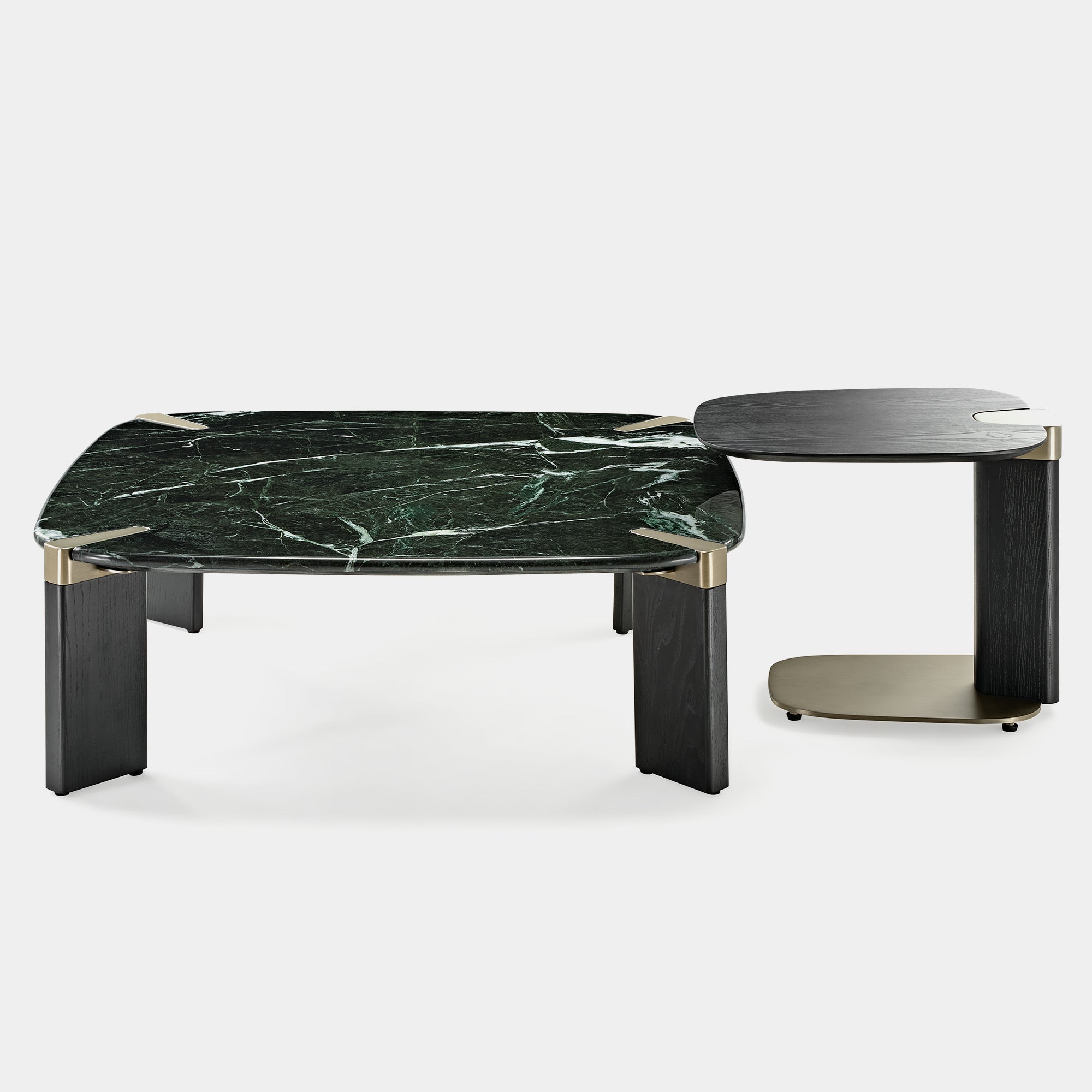 Prada Green Rectangle Coffee Table with Side Table Set - 39 Inch Modern Living Room Furniture for Home Decor & Entertaining