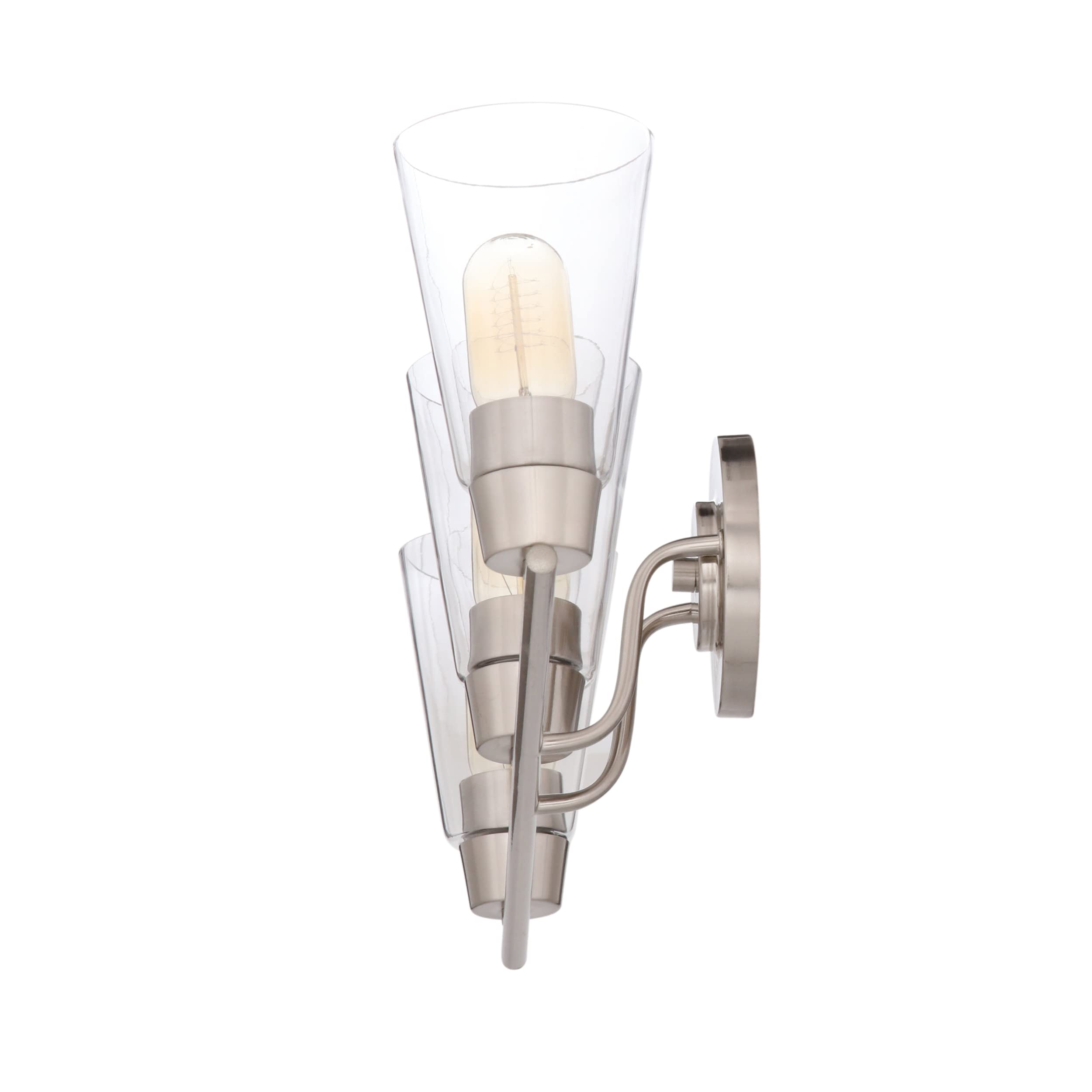 Designers Fountain Echo 3-Light Bathroom Vanity Lighting Fixture in Satin Platinum (87803-SP) - Perfect for Modern Bathroom, Powder Room, and Master Suite Decor