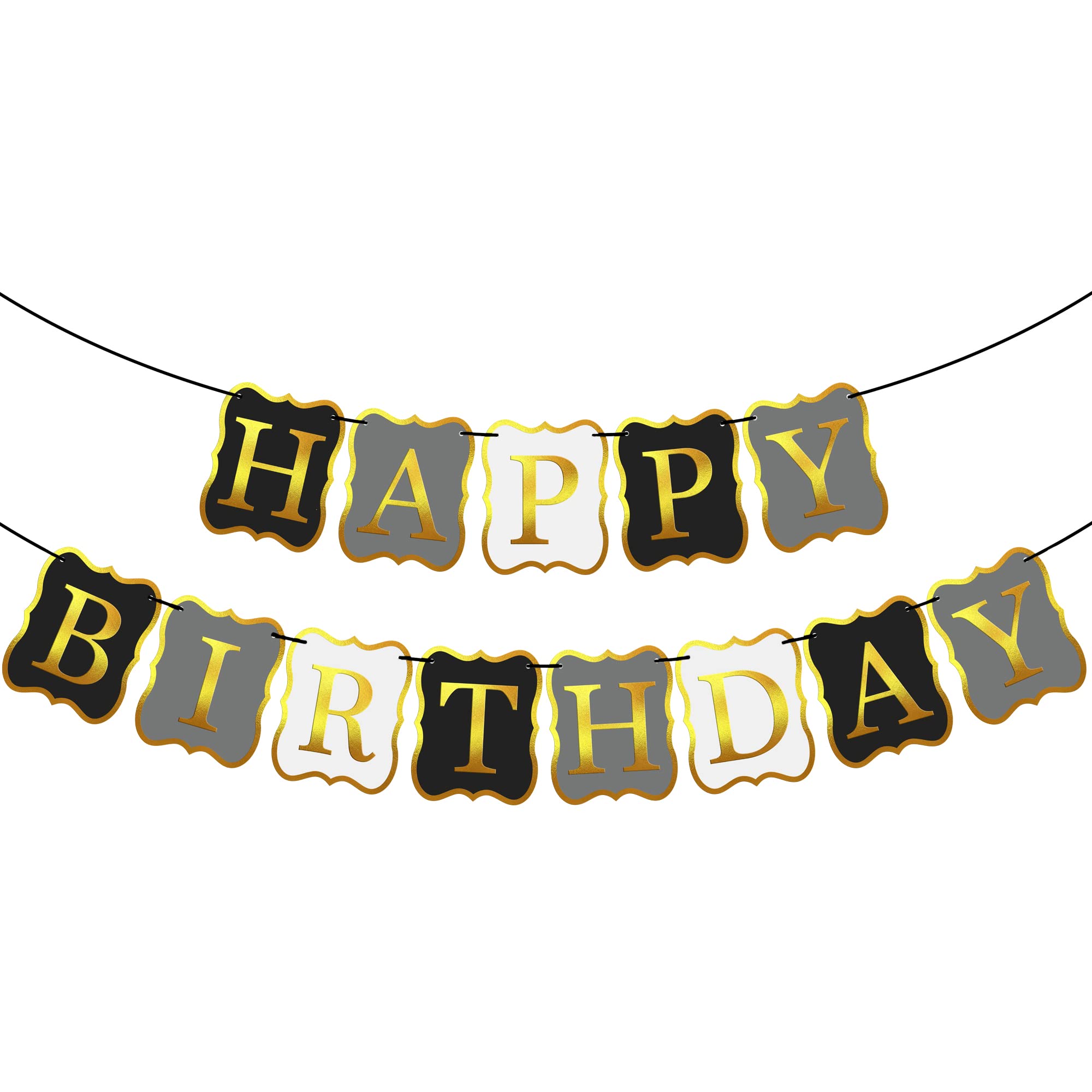 KatchOn 10ft Black & Gold Happy Birthday Banner - Premium Party Backdrop Sign for Birthday Decorations | Perfect for Indoor & Outdoor Celebrations, Photo Booths, and Festive Events
