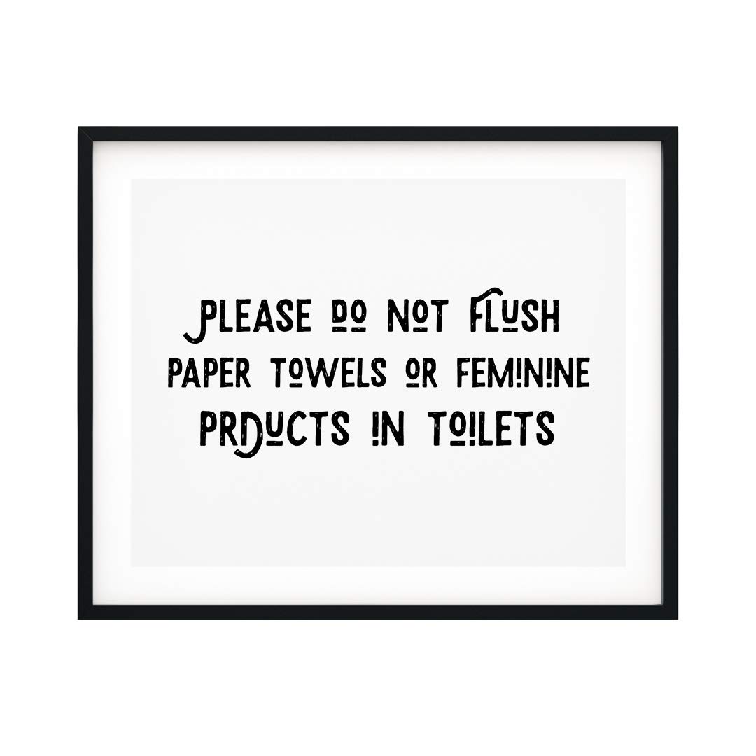 Designs ByLITA 'Please Do Not Flush' 5x7 Unframed Print - Funny Bathroom Sign for Restrooms, Toilet Rules Wall Art - Perfect for Offices, Restaurants & Home Decor