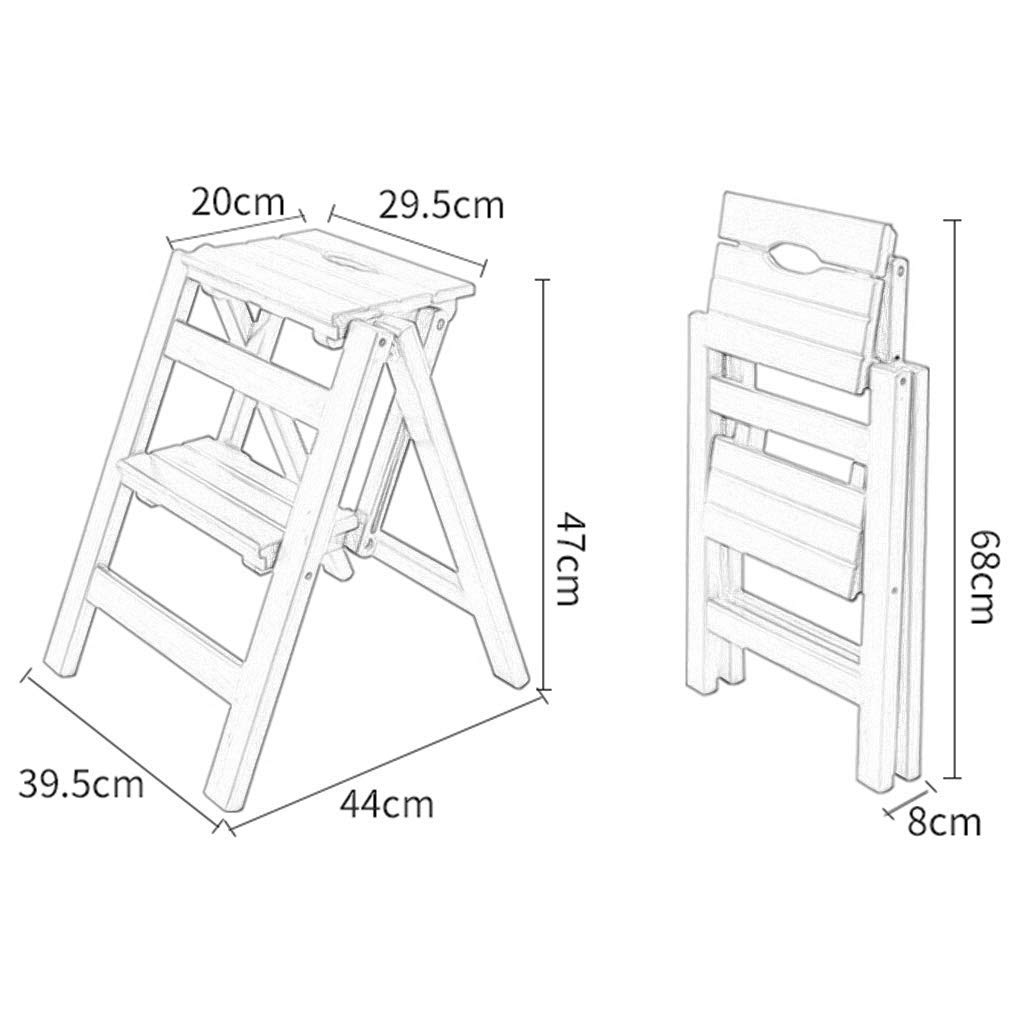 TTWUJIN Foldable Wooden Step Stool Ladder - Portable, Multifunctional Safety Stool for Kitchen, Home, Office - Perfect as Step Stool, Seat, Shelf or Storage Organizer