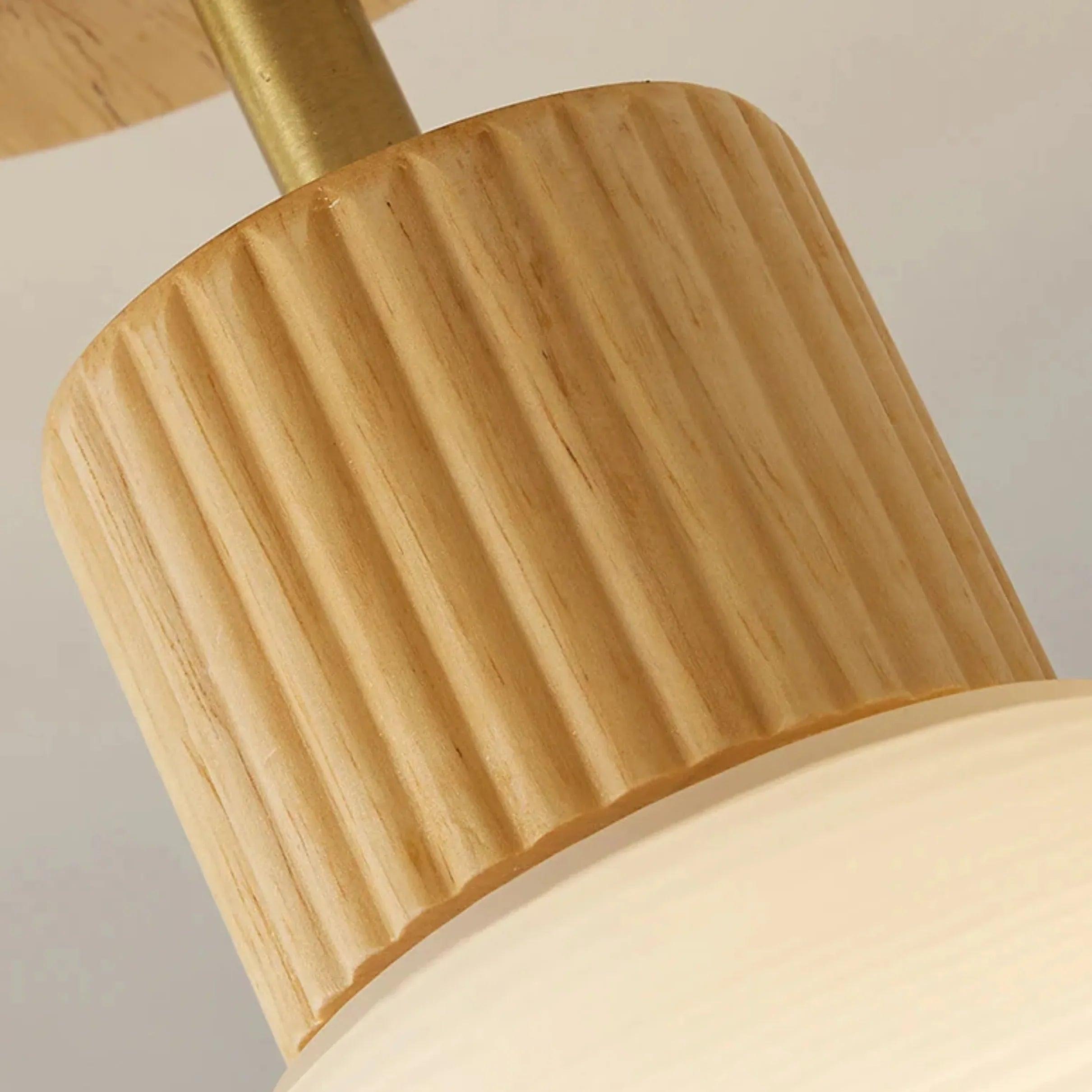 Modern Wooden & White Glass Corridor Ceiling Light Fixture - Elegant Farmhouse Style Chandelier for Hallway, Entryway, Staircase Lighting - Dimmable LED Compatible