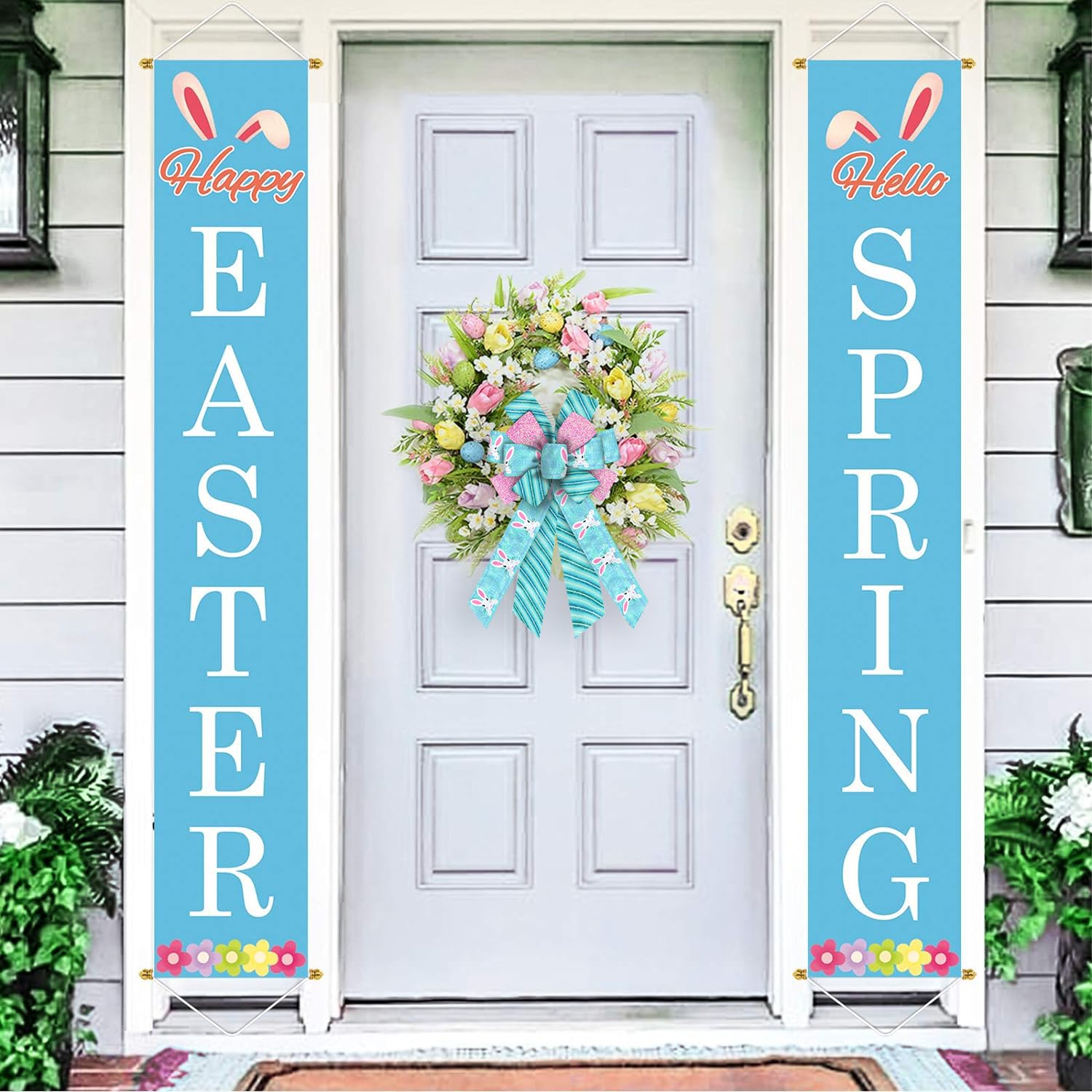 Large Easter Bunny Bows for Wreaths - Glitter Pink & Blue Spring Rabbit Burlap Bows - Holiday Tree Topper & Front Door Decorations - Perfect for Easter Wreaths, Party Supplies & Home Decor