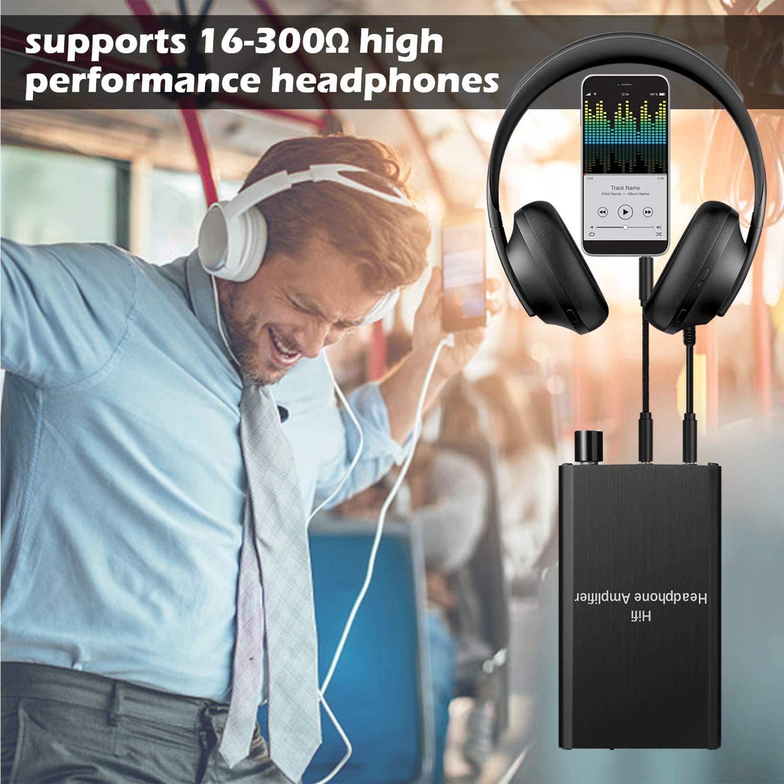 Portable HiFi Headphone Amplifier with 3.5mm Stereo Audio & Gain Switch - Supports 16-300Ω Impedance for MP3/MP4/Phones/PC/Xbox/PS4/PS5 - Perfect for Gaming, Music & Home Theater Systems