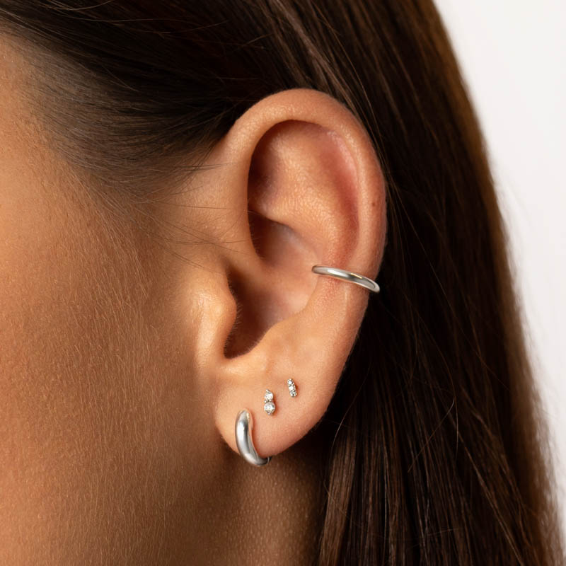 Sterling Silver Midi Huggie Hoop Earrings for Women - Minimalist Everyday Jewelry for Work & Date Night