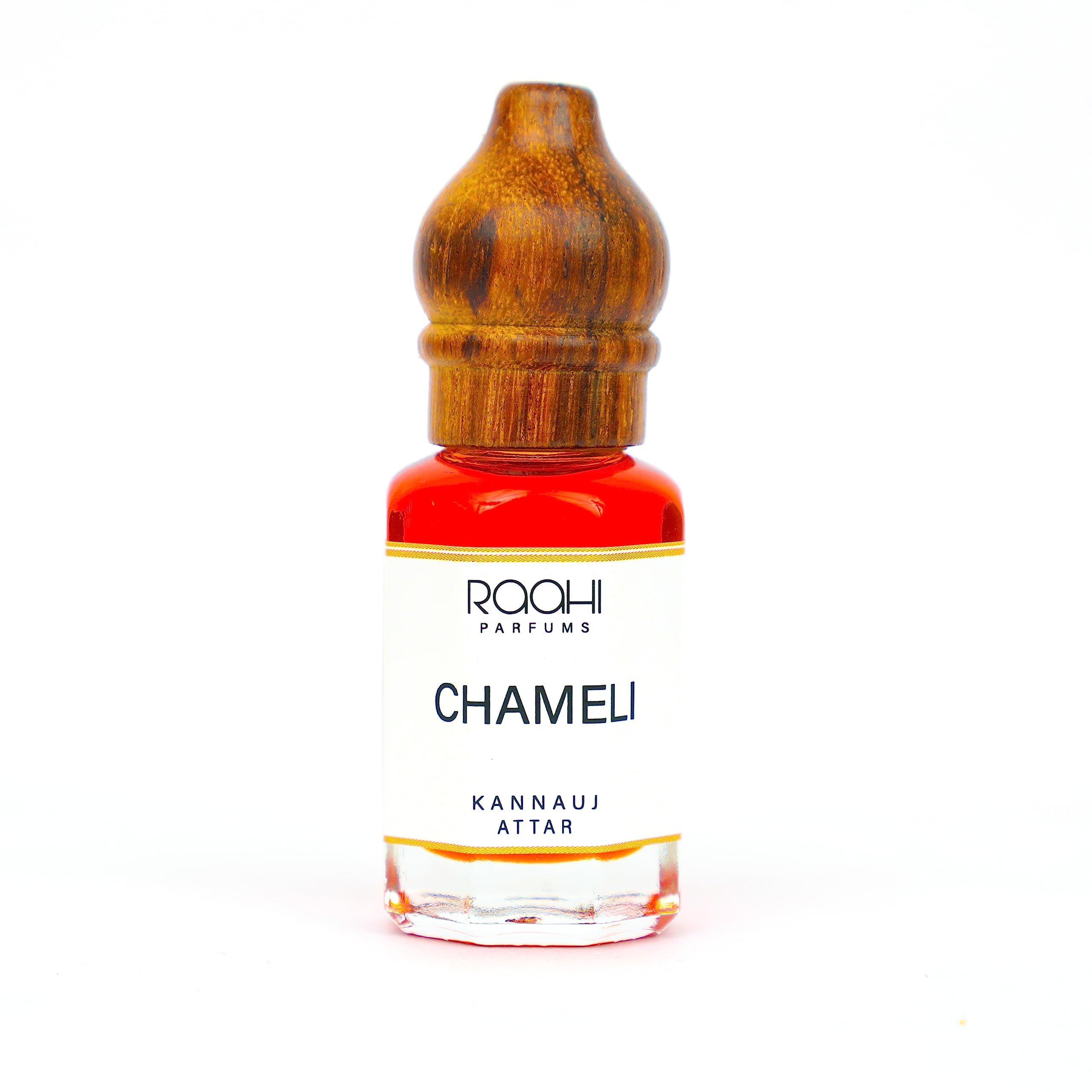 Raahi Parfums Chameli Attar - 100% Natural Jasmine Perfume Oil, 12ml Bottle, Traditional Kannauj Attar for Women & Men | Perfect for Meditation, Aromatherapy & Special Occasions
