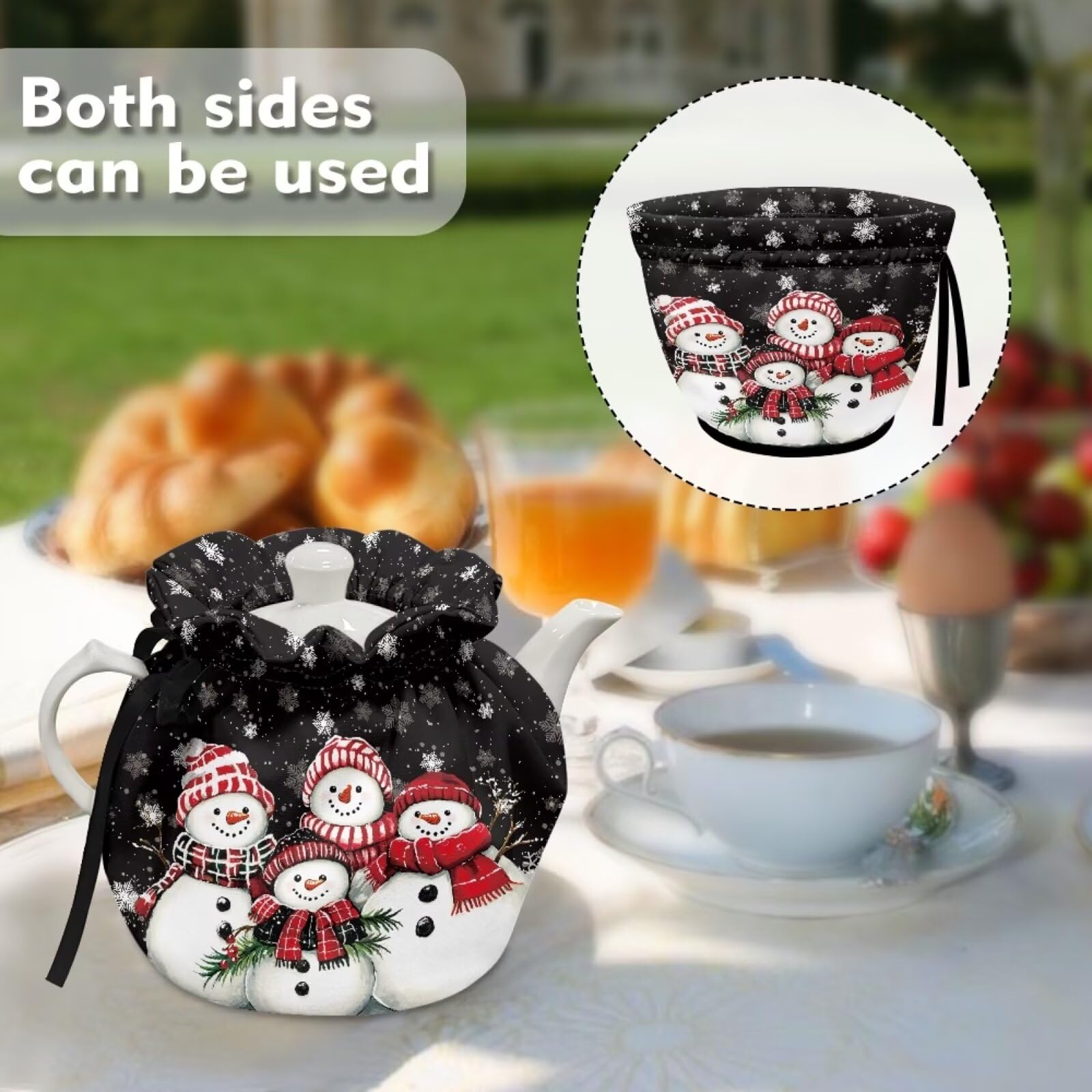 Yewattles Reusable Christmas Snowman Tea Cozy - Soft, Lightweight & Machine Washable Tea Kettle Cover to Keep Tea Warm - Perfect for Home, Office & Car Use