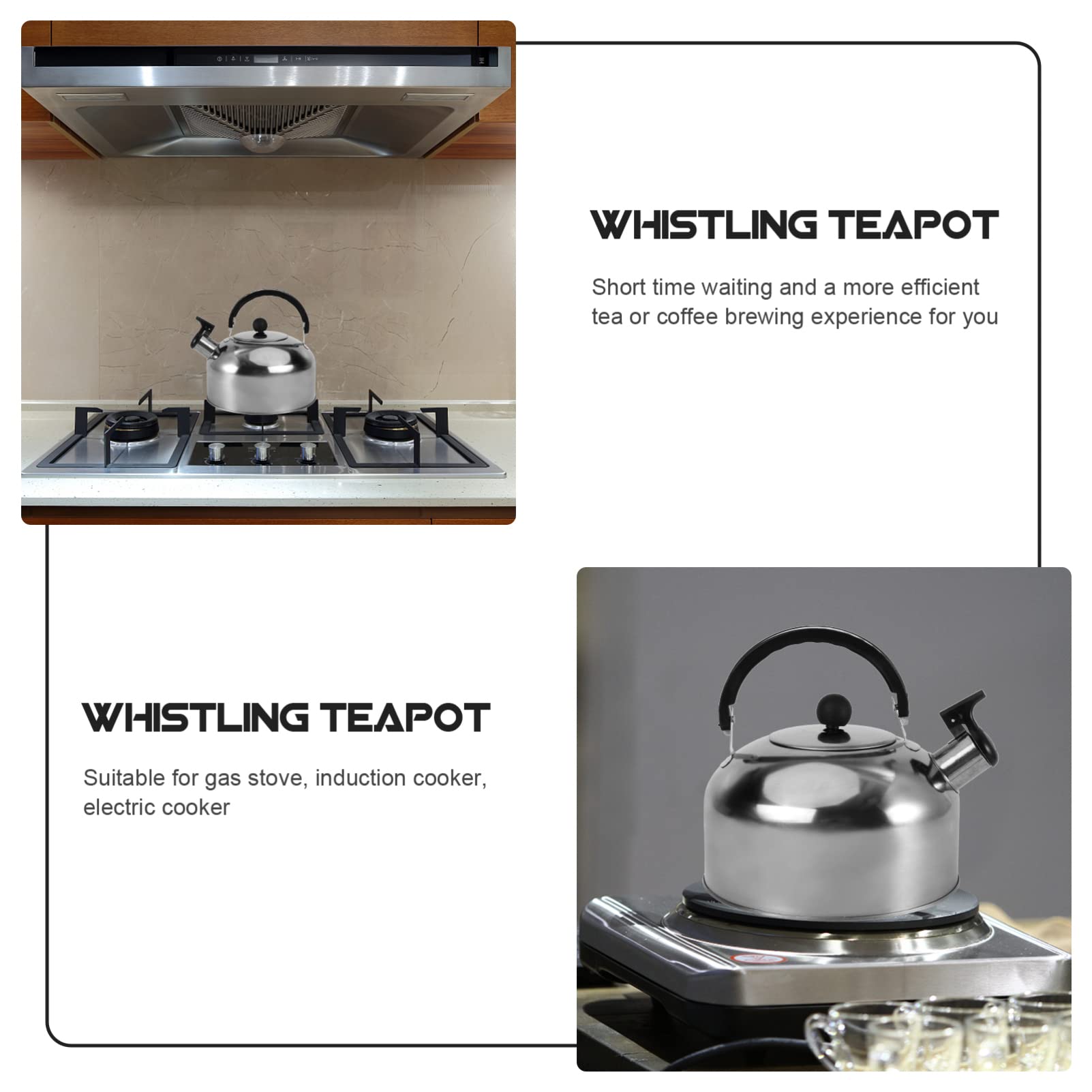 2L Stainless Steel Stovetop Tea Kettle - Flat Bottom Water Boiler for Gas & Electric Stoves - Perfect for Tea Brewing, Coffee Making & Hot Water Dispensing