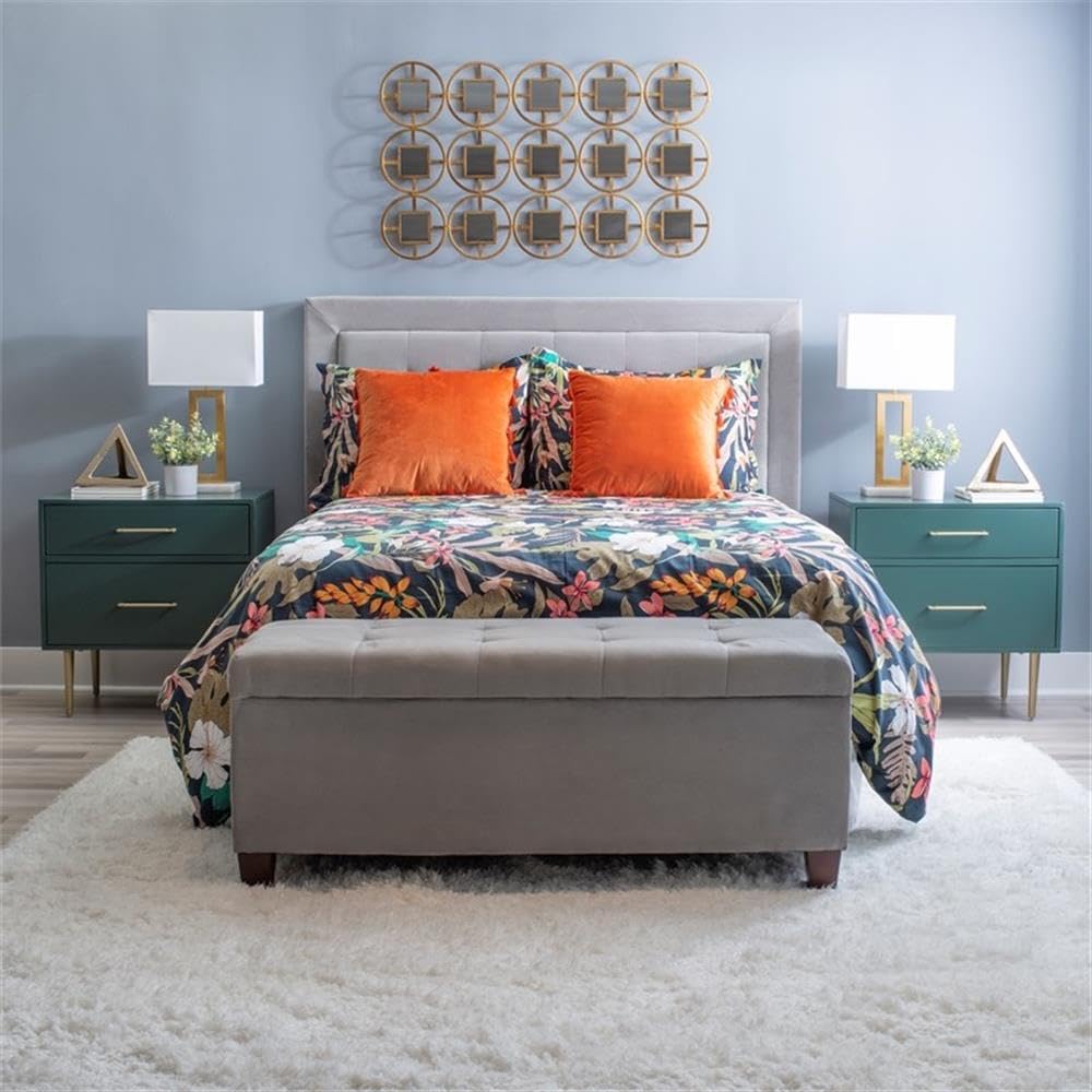 Linon Dylan Dark Green Wood Nightstand with 2 Drawers & Gold Accents - Modern Bedside Table for Bedroom, Guest Room or Dorm (18.5