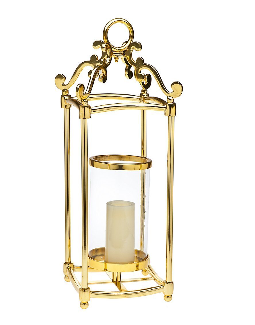 Godinger Silver Art Hurricane Gold Candle Holder Centerpiece - Large Elegant Decorative Candle Stand for Wedding, Dining Table, Home Decor and Holiday Decorations