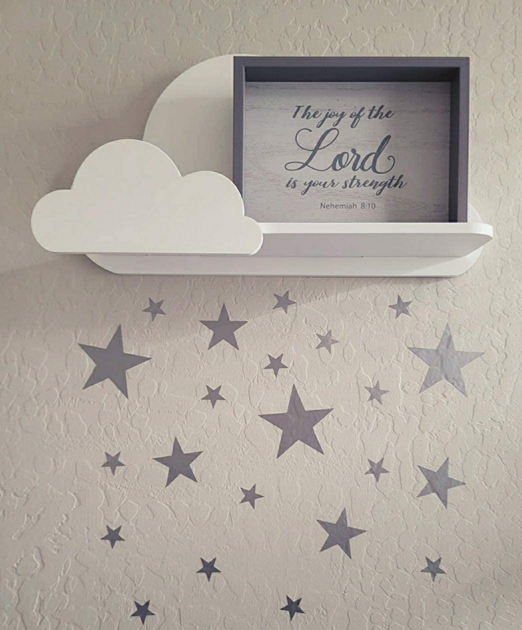 Happy Woody Set of 2 Cloud Wall Shelves - Natural Wood Floating Shelves for Nursery, Baby Room Decor, Kids Wall Decor - Perfect for Organizing Books, Toys & Displaying Photos (White)