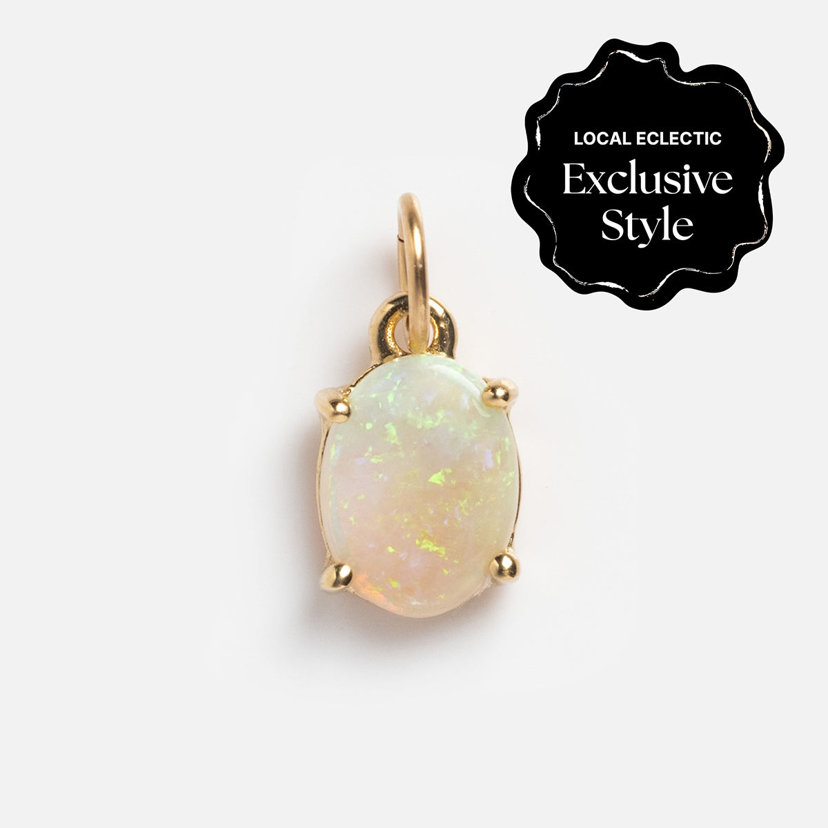 14K Gold Medium Oval Opal Charm Pendant - Unique Handmade Jewelry Gift for Women, Perfect for Necklace Layering & Special Occasions
