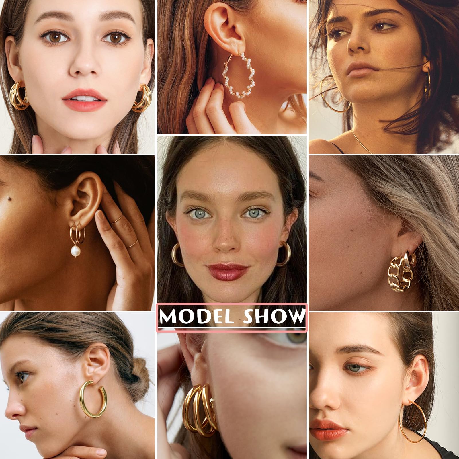 FAXHION 36 Pairs Gold Earrings Set for Women - Fashion Pearl Chain Link Stud Drop Dangle Earrings Multipack Hoop Earrings | Hypoallergenic Jewelry for Birthday Party, Wedding, Anniversary & Daily Wear