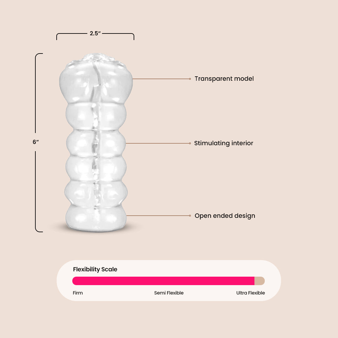 PDX Extreme Clear Leader Snatch - Premium Male Masturbator for Enhanced Pleasure | Realistic Feel & Easy Clean | Perfect for Solo Play & Couples Fun