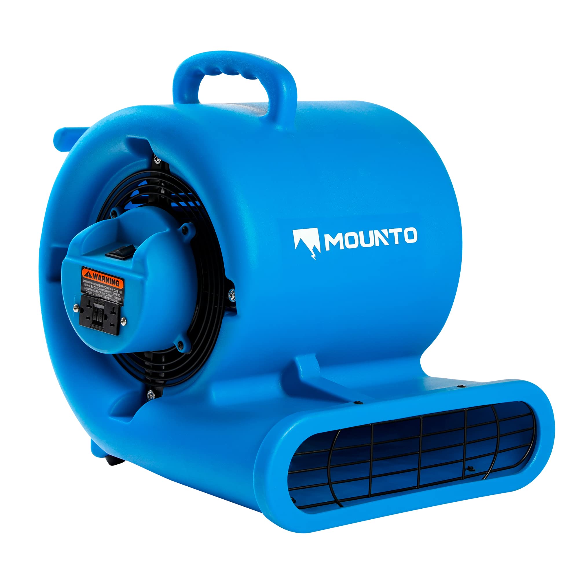 Mounto 1/3 HP 2000 CFM Air Mover Carpet Dryer Blower - 3-Speed Floor Drying Fan with Dual GFCI Outlet & 25ft Power Cord for Water Damage Restoration, HVAC Cooling, Home & Commercial Air Circulation