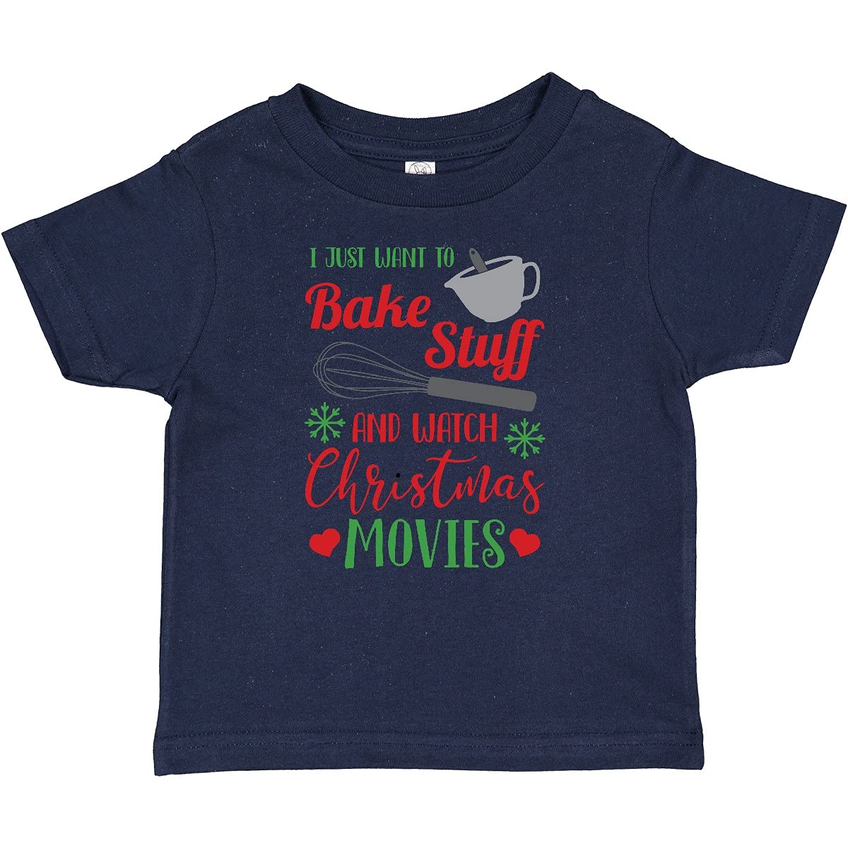 Inktastic 'I Just Want to Bake Stuff and Watch Christmas Movies' Baby T-Shirt | Cute Holiday Outfit for Infants & Toddlers | Perfect for Family Photos, Christmas Parties & Cozy Winter Days