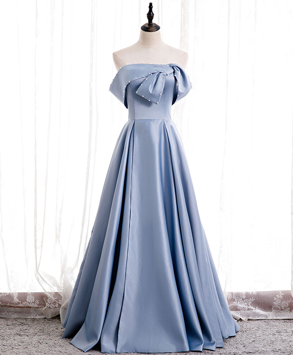Elegant Royal Blue Off Shoulder Satin Long Prom Dress for Women - Formal Evening Gown for Bridesmaids, Homecoming, and Special Occasions
