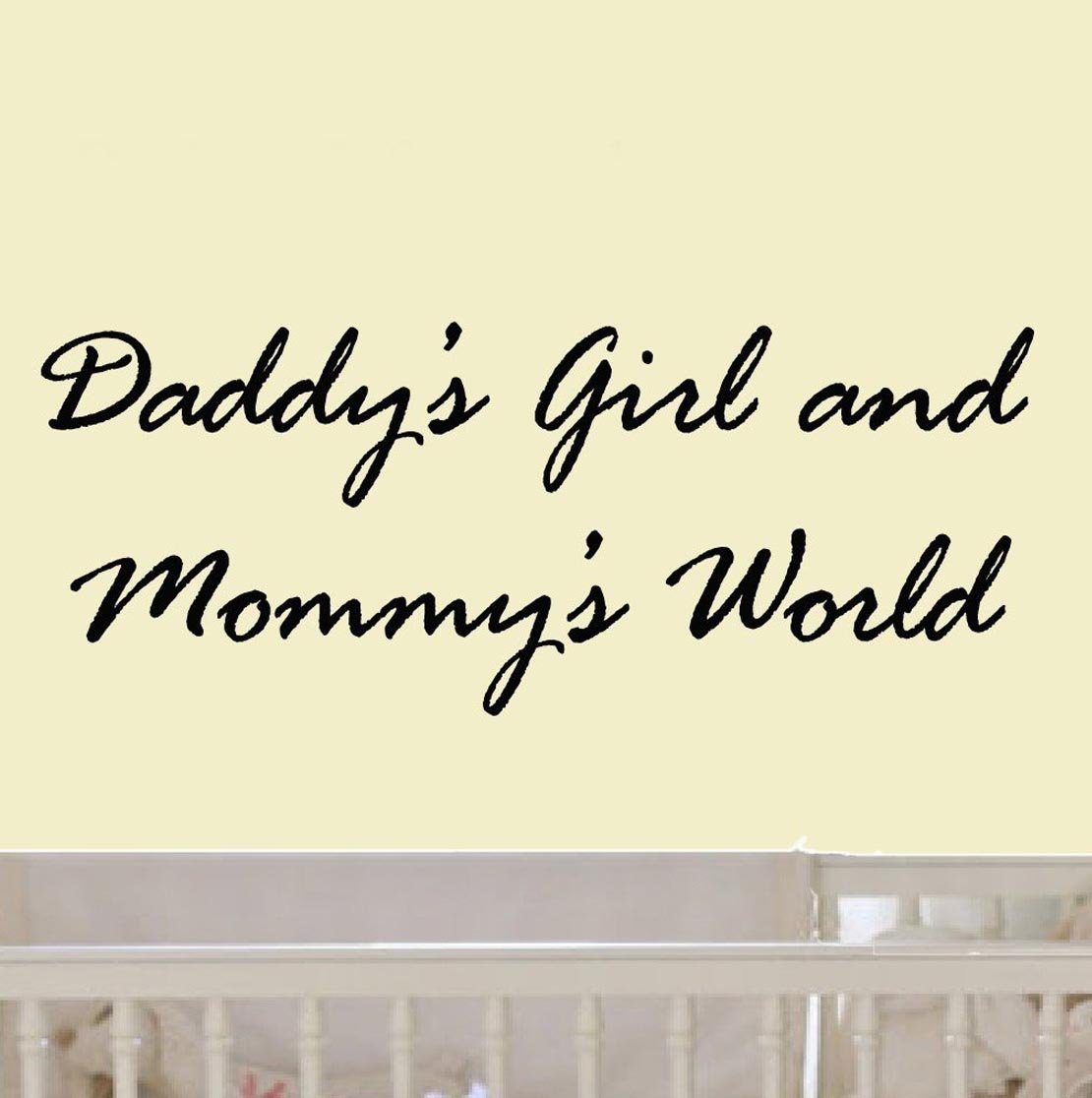 Vinyl Wall Decals for Nursery - Daddy's Girl & Mommy's World Quote Stickers - Baby Room Decor - Perfect for Nursery Walls, Kids Bedroom & Playroom Decorations