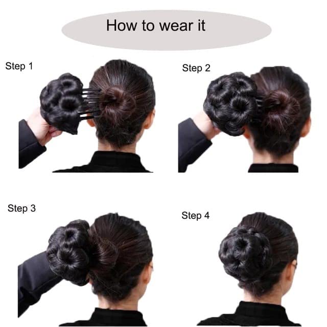 La Belleza Women's Hair Clutchers with Stones - Juda Bun Hair Extension - Artificial Synthetic Hair in Natural Black for Weddings, Parties & Special Occasions