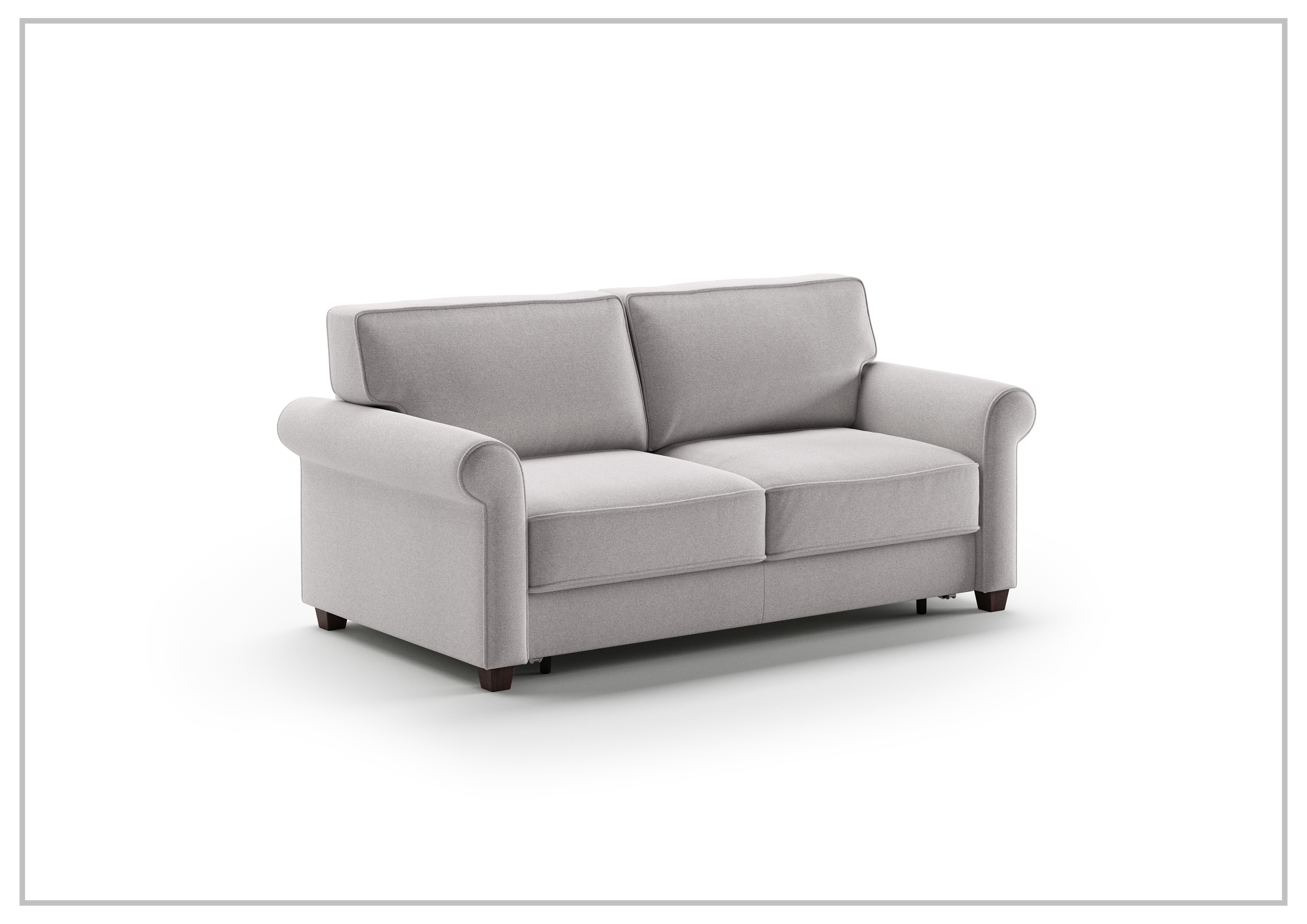 Luonto Casey Fabric Full XL Sleeper Sofa Bed with Walnut Leg Finish - Perfect for Guest Rooms, Small Apartments & Cozy Living Spaces