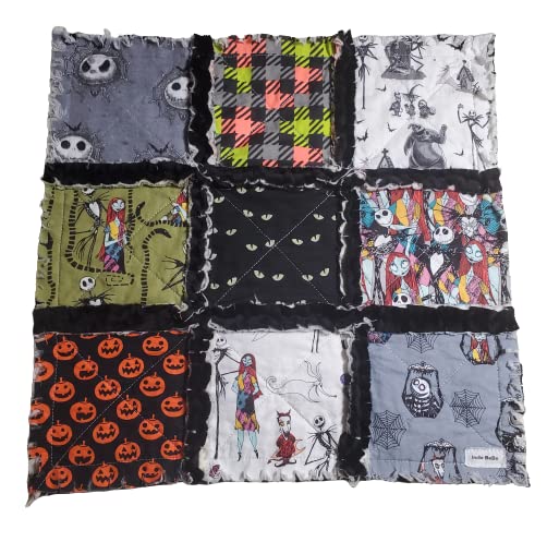 Handmade Baby Quilt - Soft Minky Crib Blanket & Security Lovey for Newborns | Perfect Baby Shower Gift | Nightmare Before Christmas Themed Purple Blanket for Nursery, Stroller & Travel