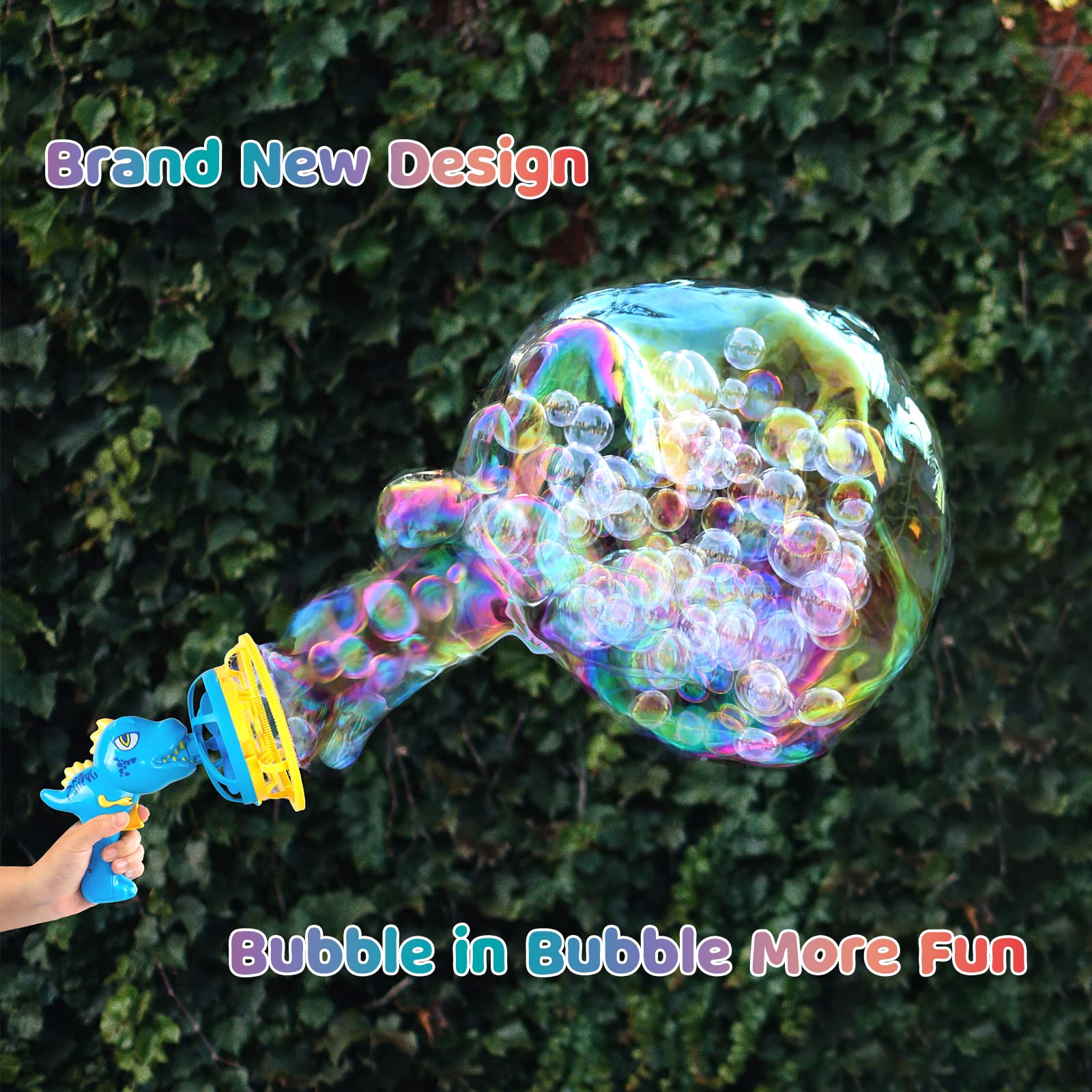 Dinosaur Bubble Blower Toy - Bubble Gun & Bubble Machine for Kids Ages 3-9 | Fun Outdoor Party Favors for Birthday, Christmas & Easter | Blue Bubble Blaster for Boys & Girls - Perfect for Backyard Play, Park Adventures & Summer Activities